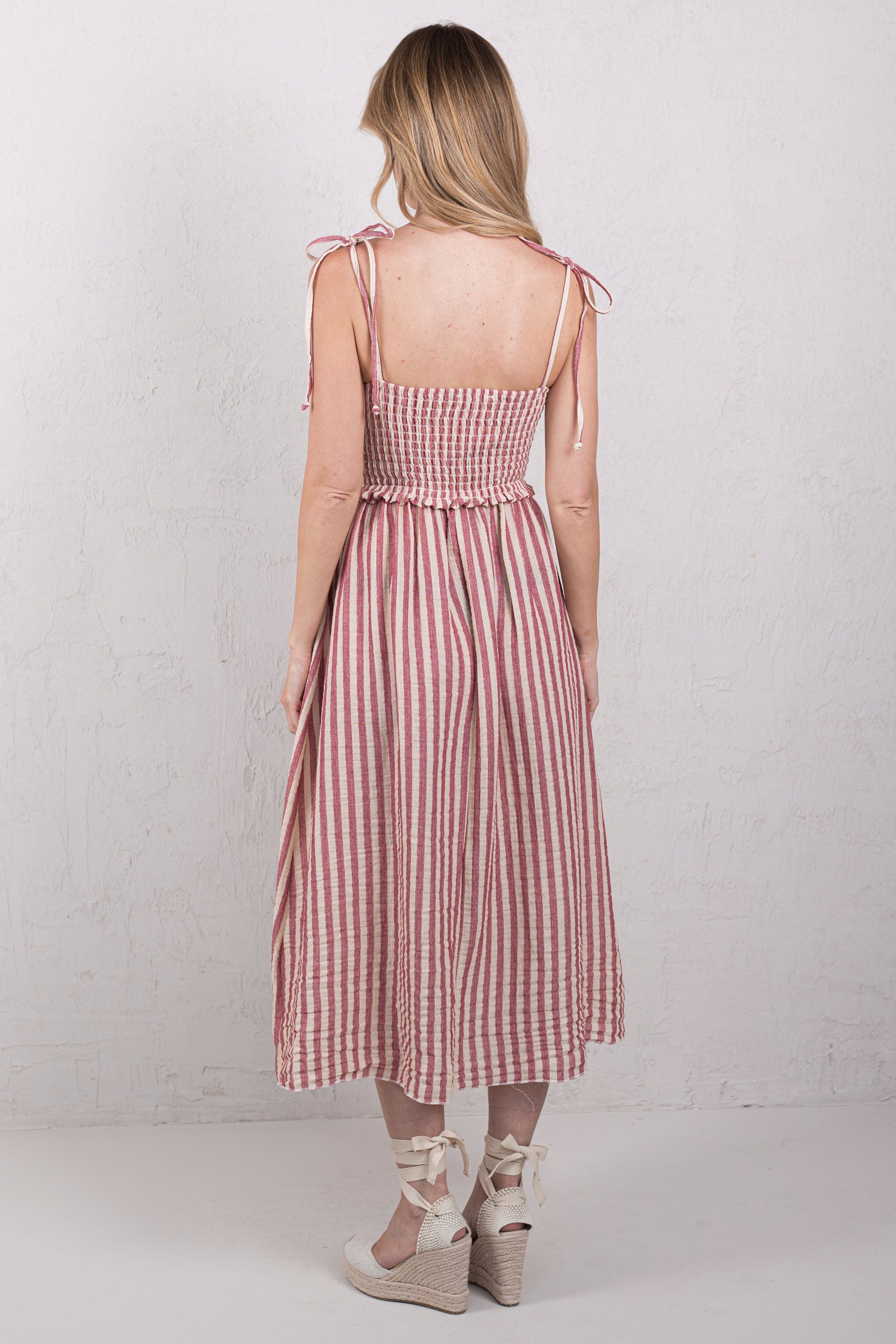 VESTIDO ALEJANDRA // RAYAS GRANATE