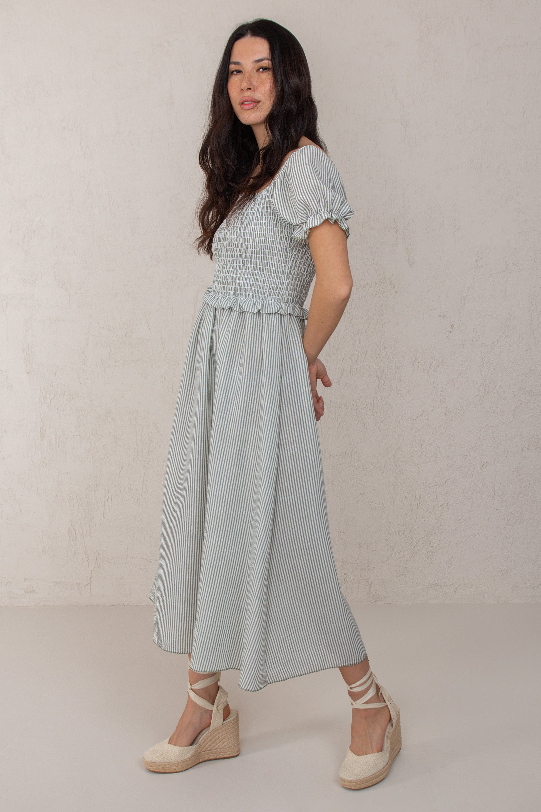 CATALINA DRESS // GREEN STRIPES