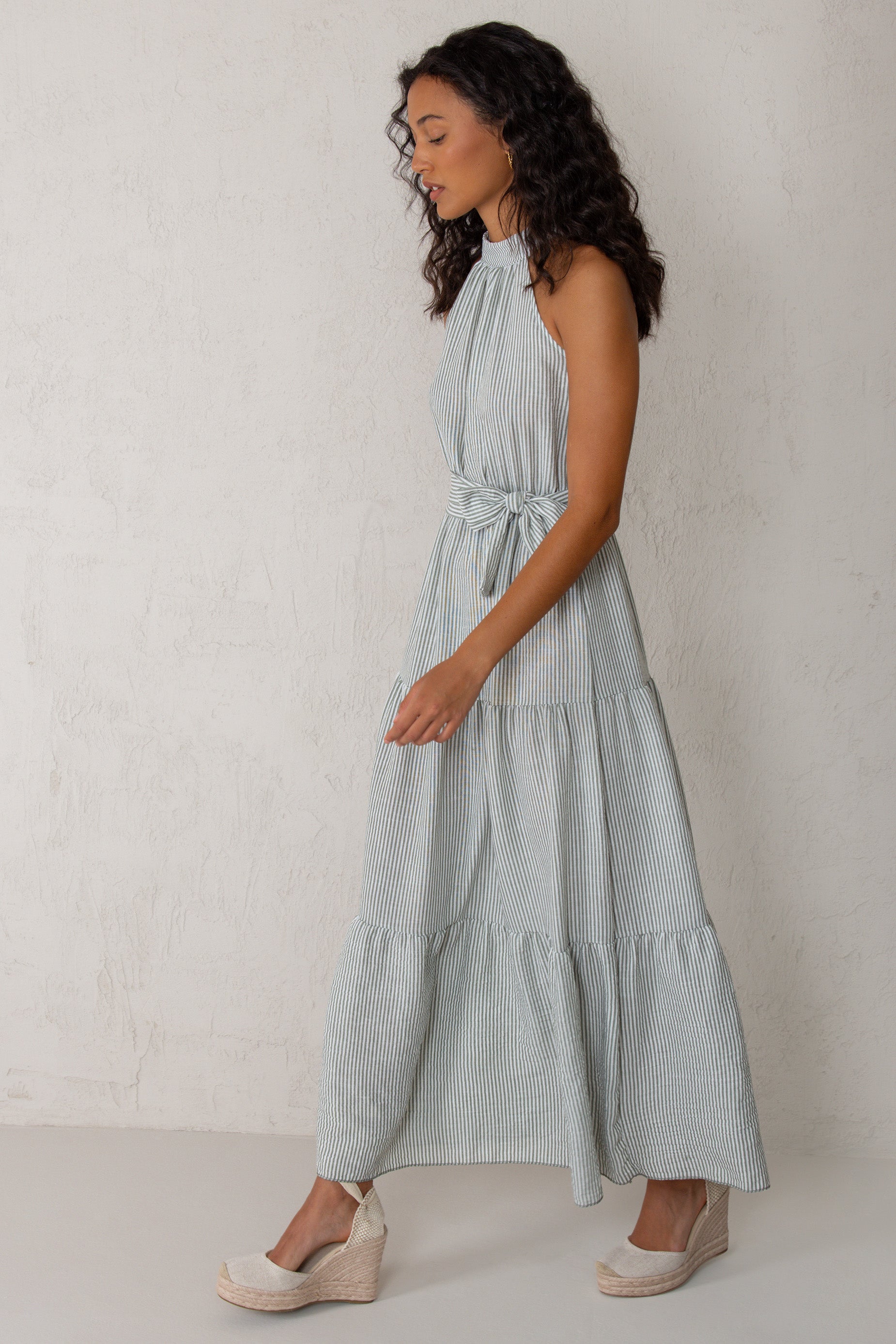 DALIA DRESS // GREEN STRIPES
