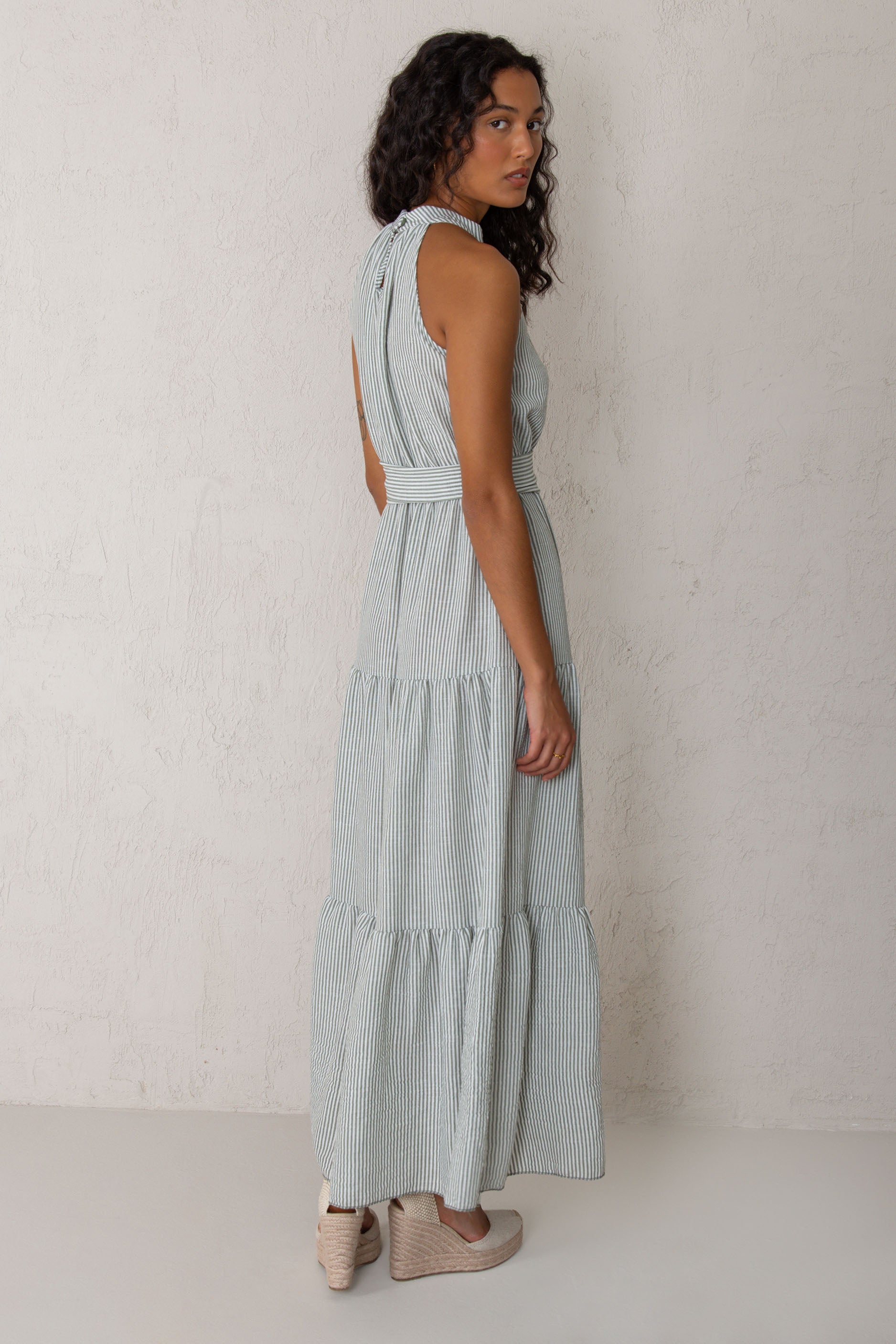 DALIA DRESS // GREEN STRIPES