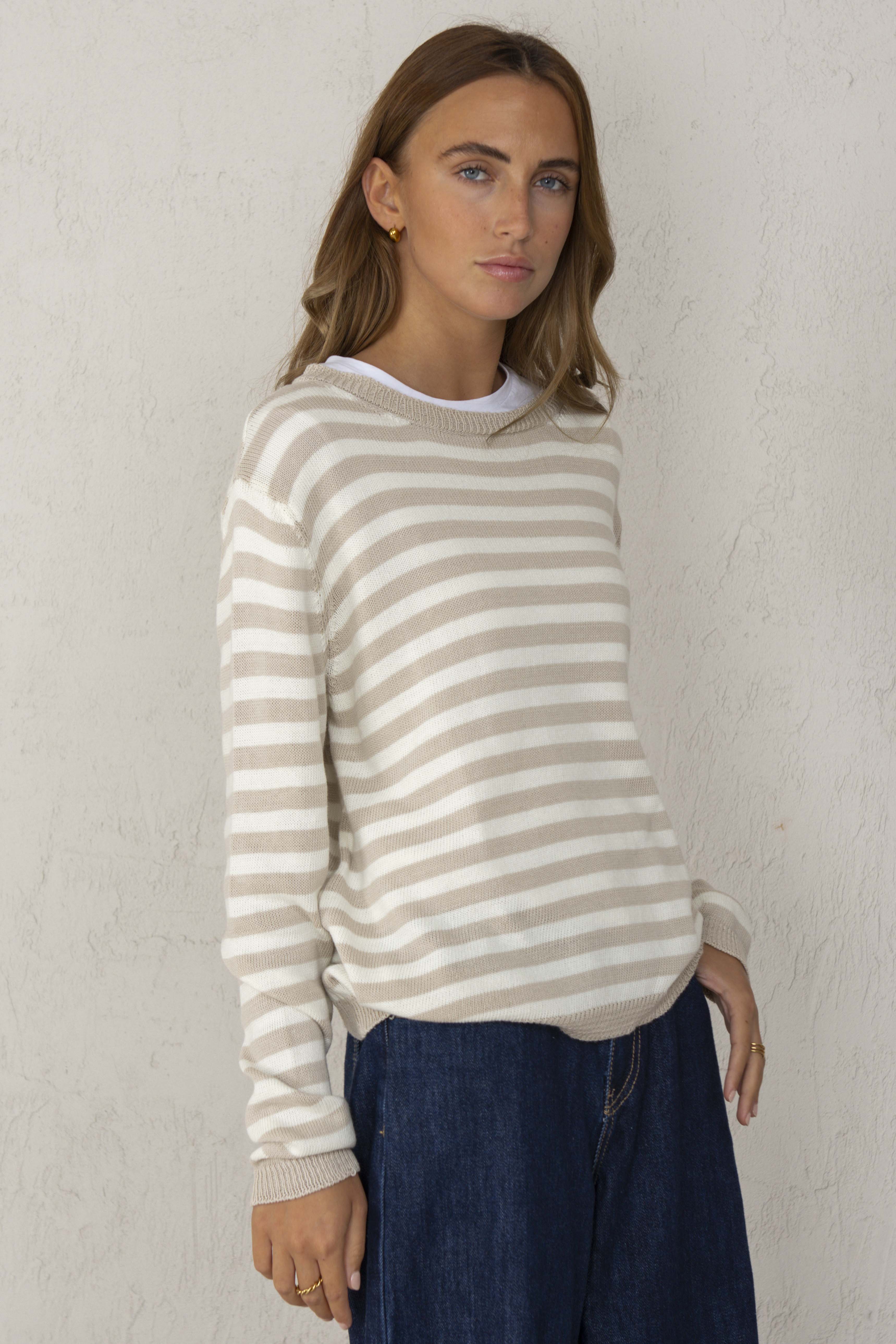 ALBA JERSEY // BEIGE STRIPES