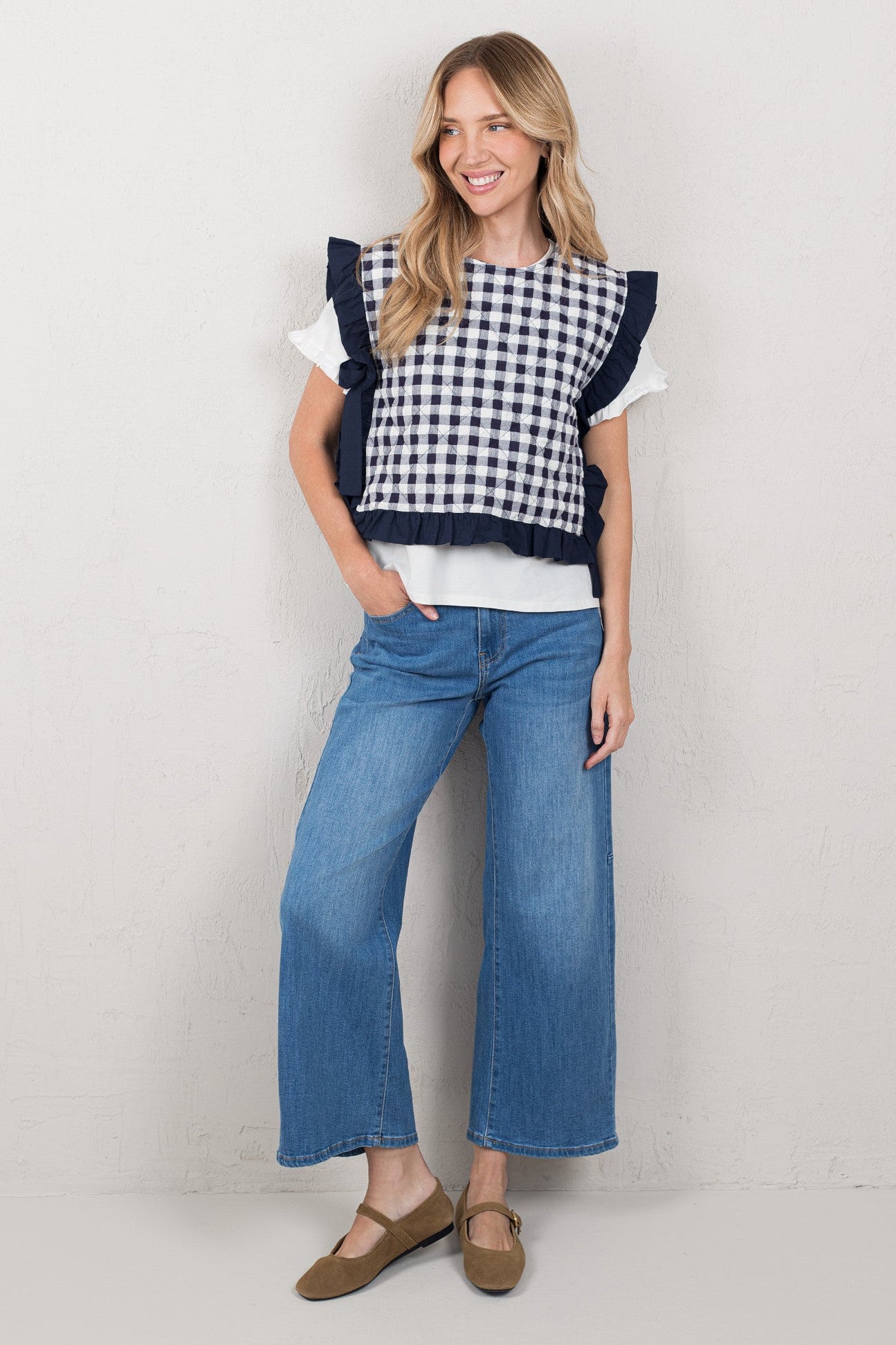 CHALECO ABRIL // CUADROS NAVY