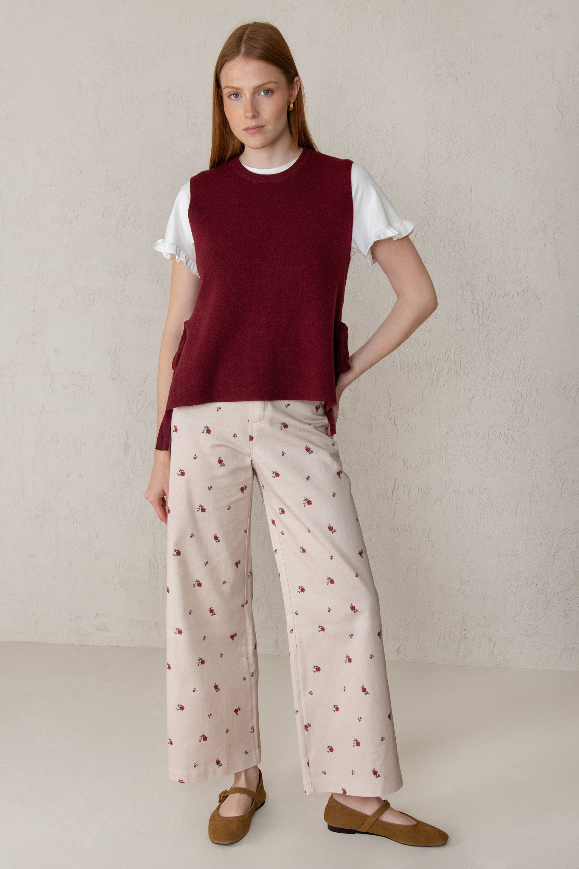 PANTALÓN PAULA // FLORES ROJO