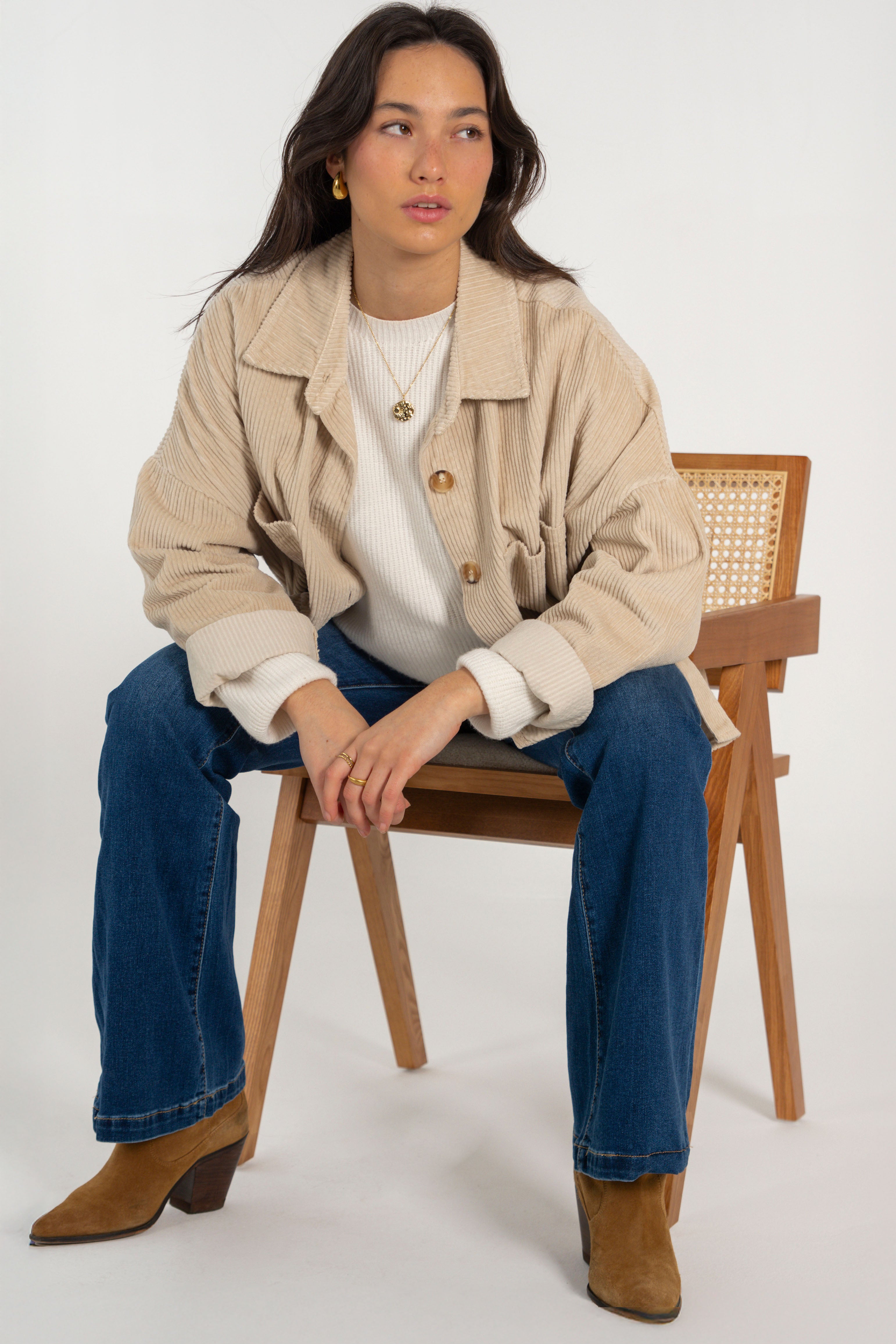 CELIA JACKET // BEIGE CORDUROY