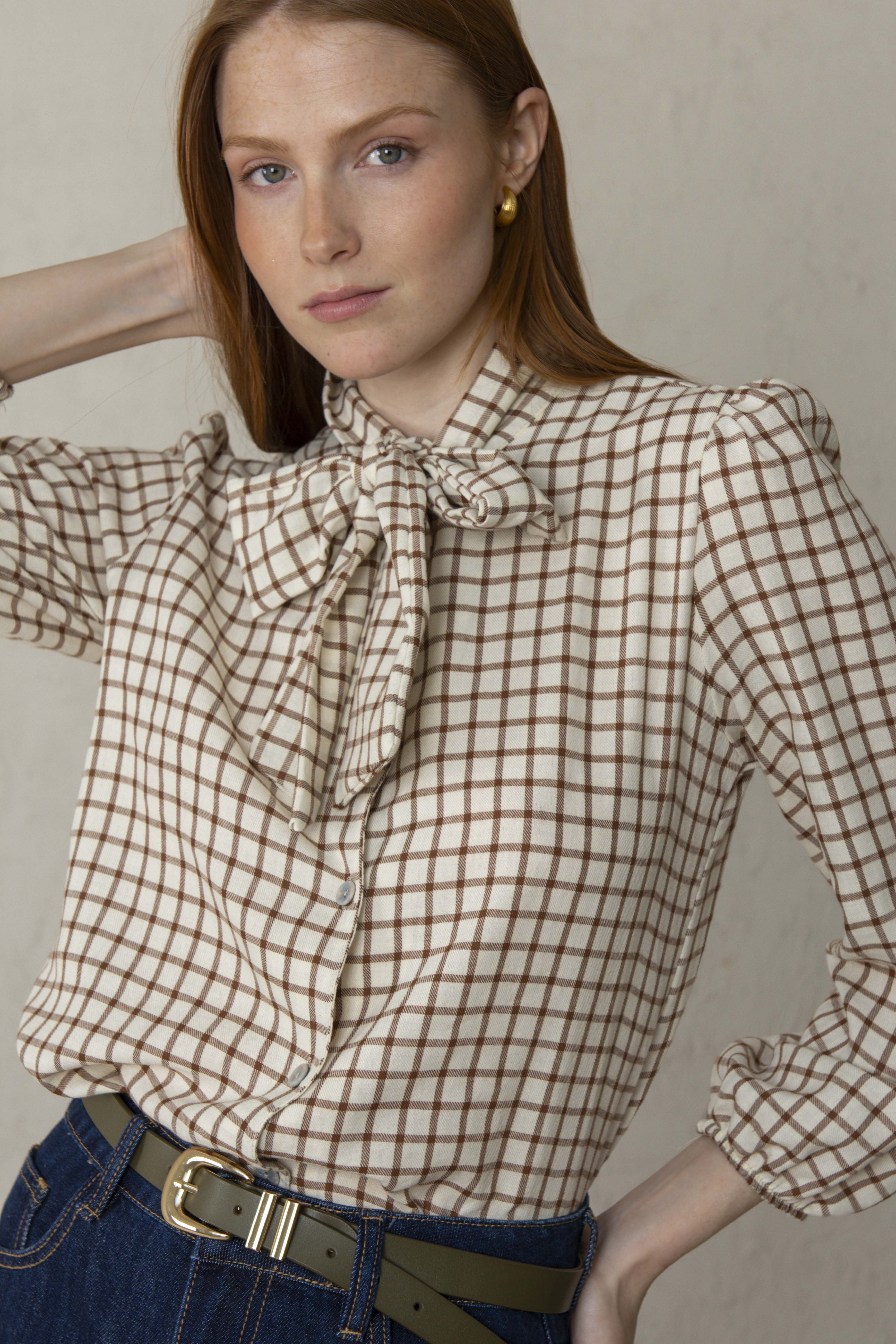 CAMISA CARLOTA // CUADROS TEJA