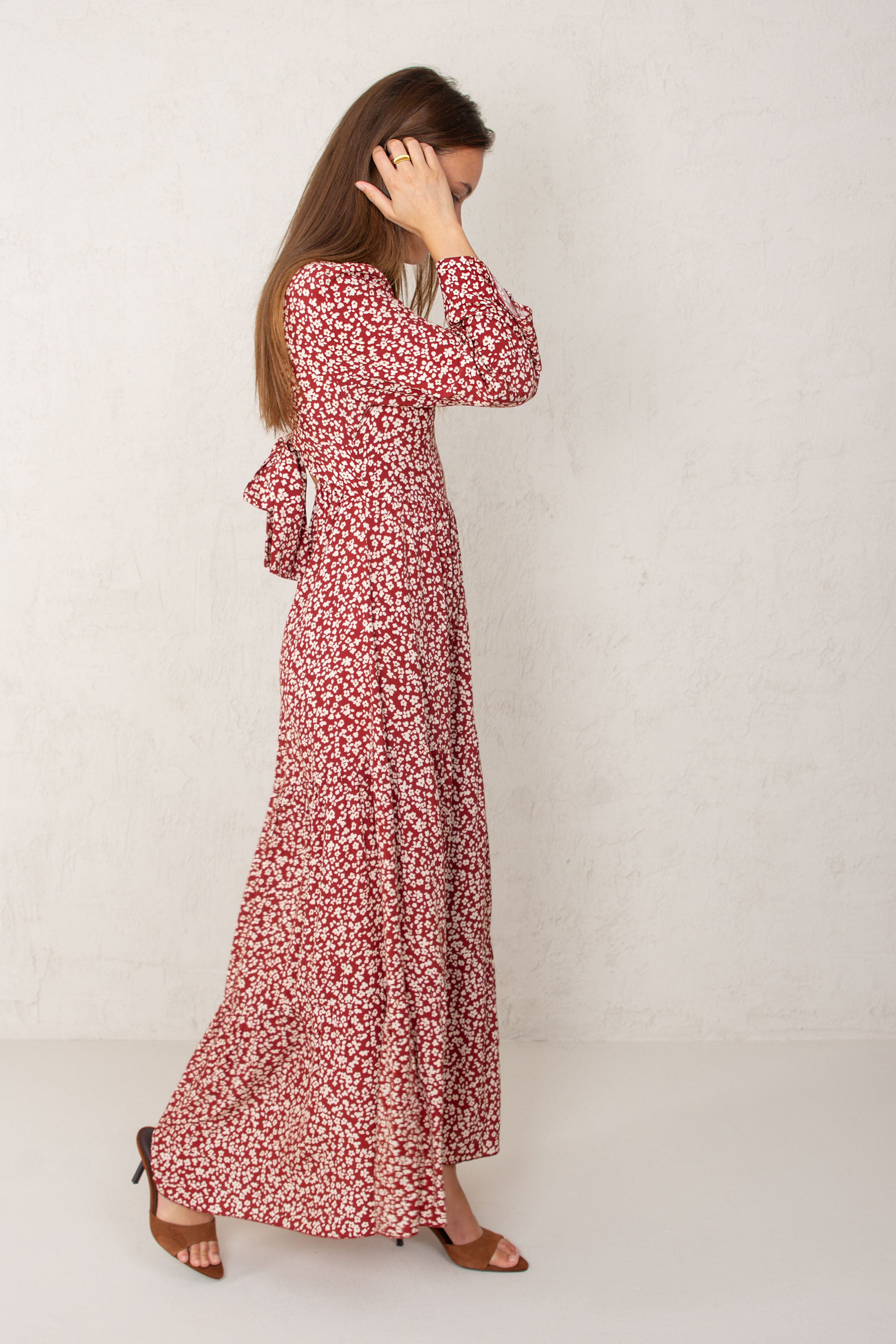 VESTIDO ALEJANDRA // FLORES GRANATE