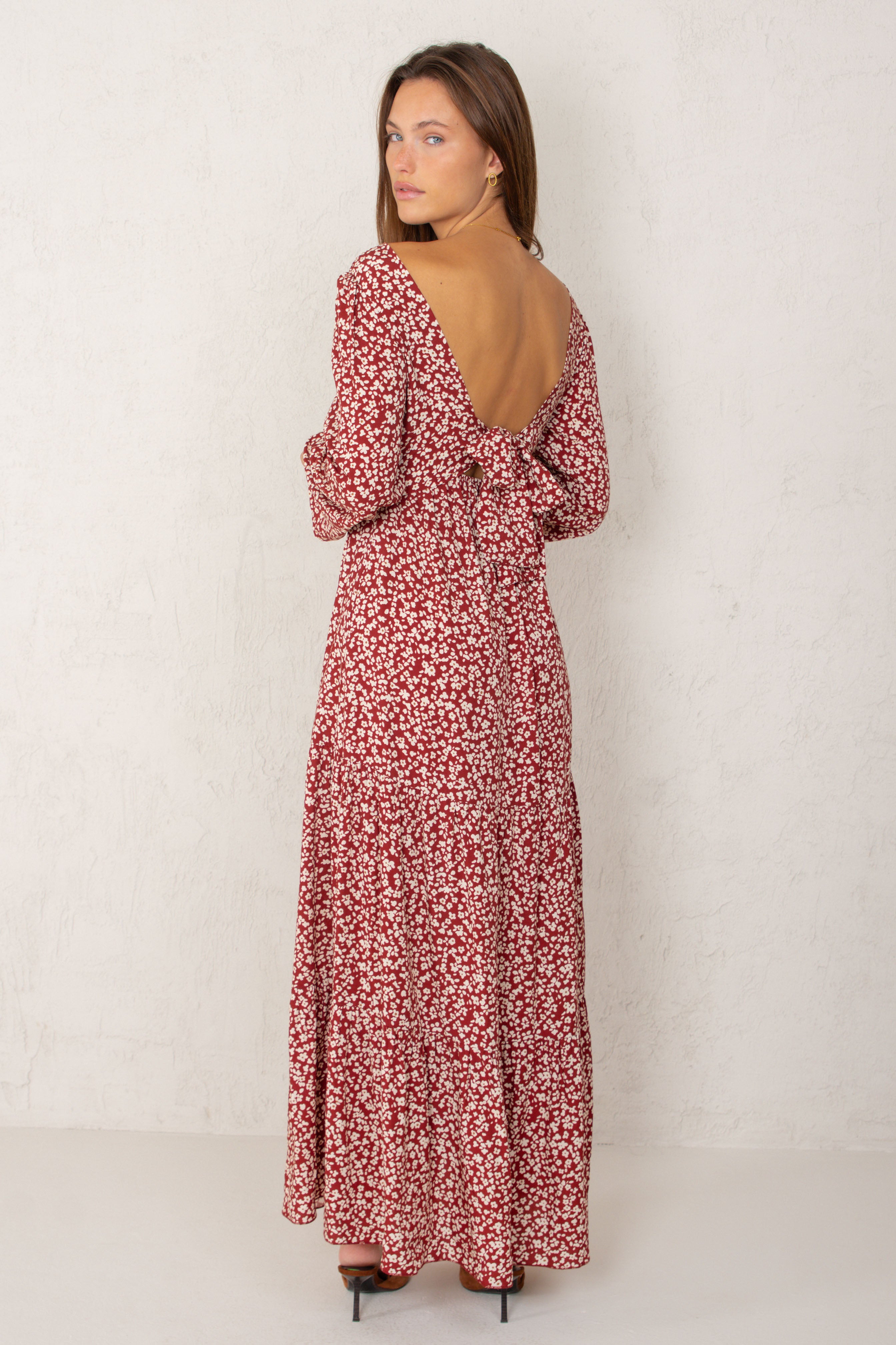 VESTIDO ALEJANDRA // FLORES GRANATE