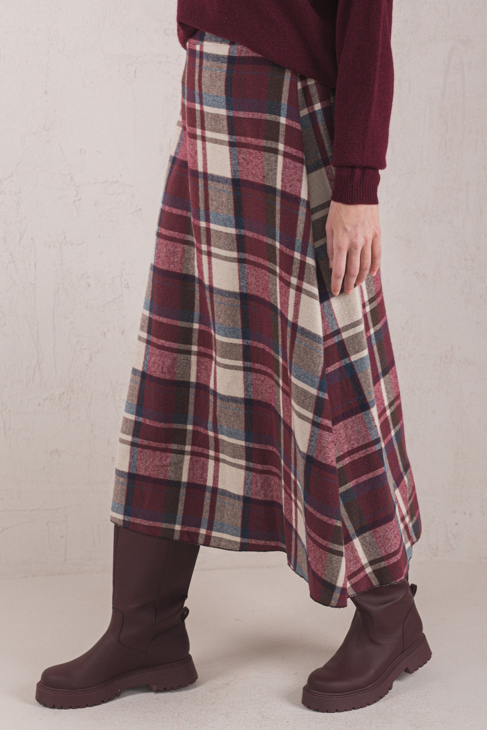 CARLA SKIRT // BURGUNDY CHECK