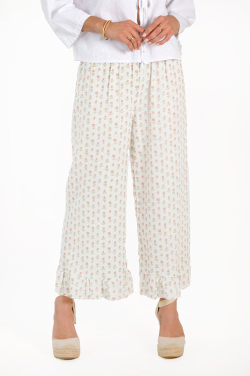 CHLOE PANTS // LIGHT PINK FLOWERS image 1