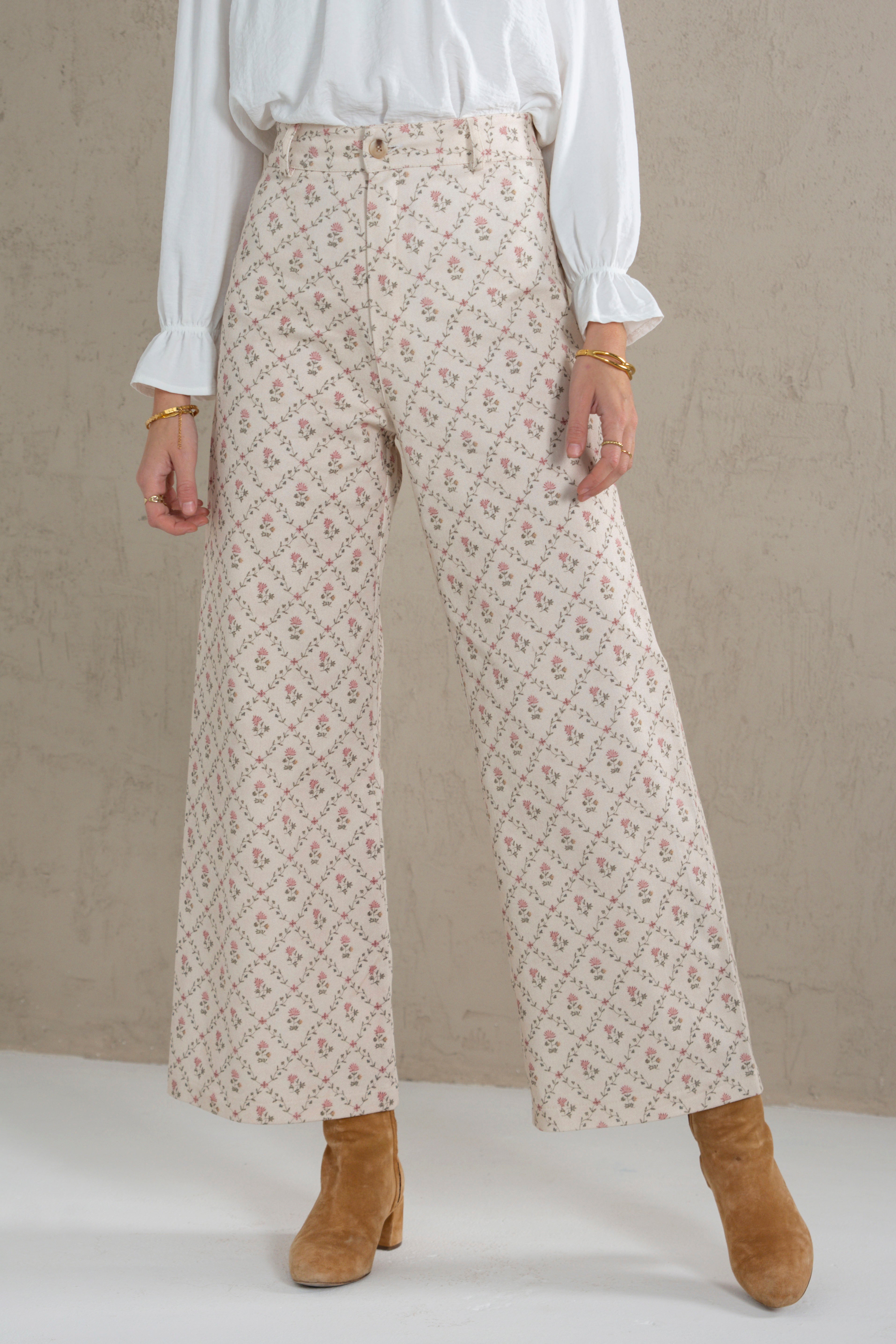 PAULA PANTS // PINK FLOWERS