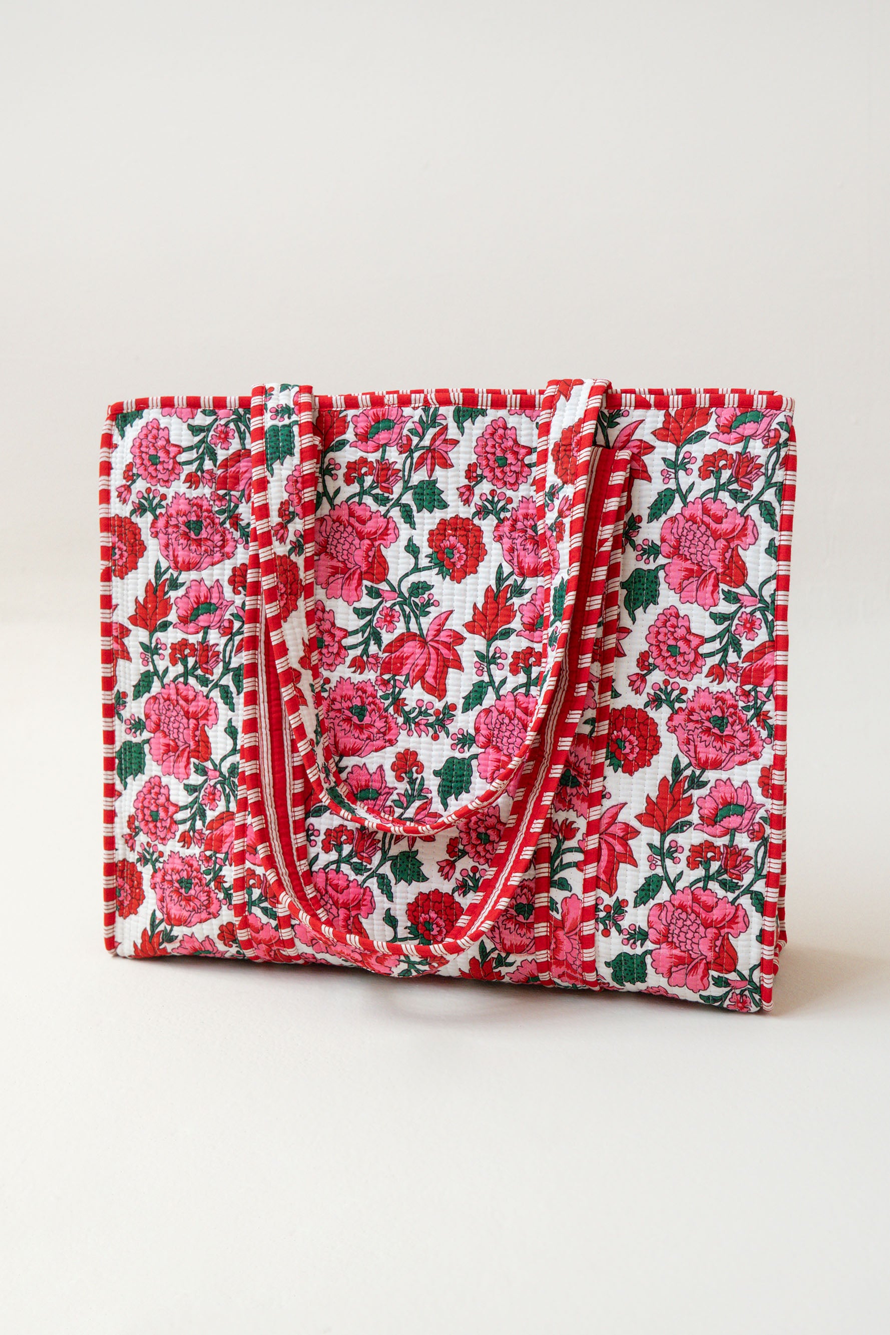ETHNIC FLOWERS TOTE BAG // RED