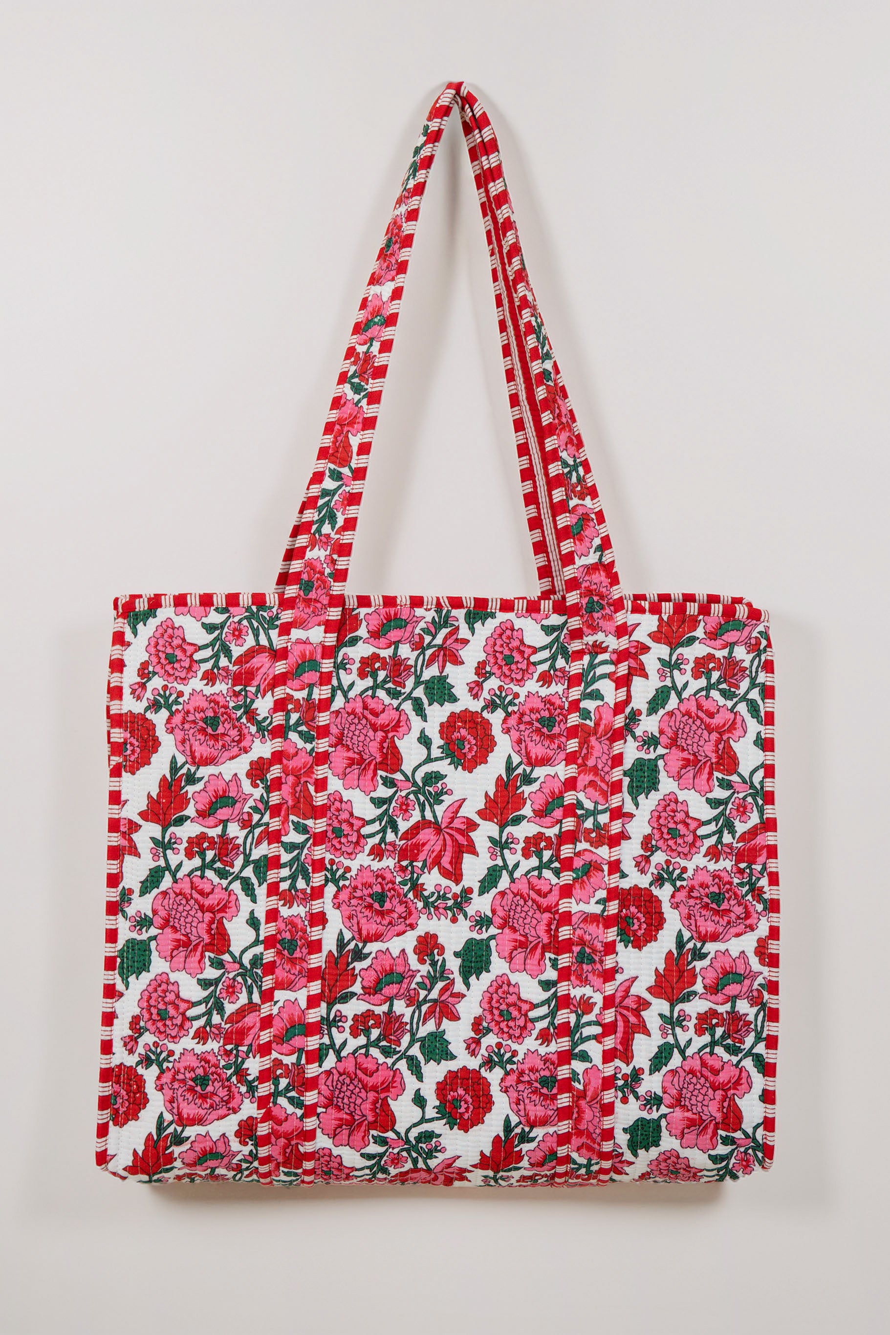 ETHNIC FLOWERS TOTE BAG // RED