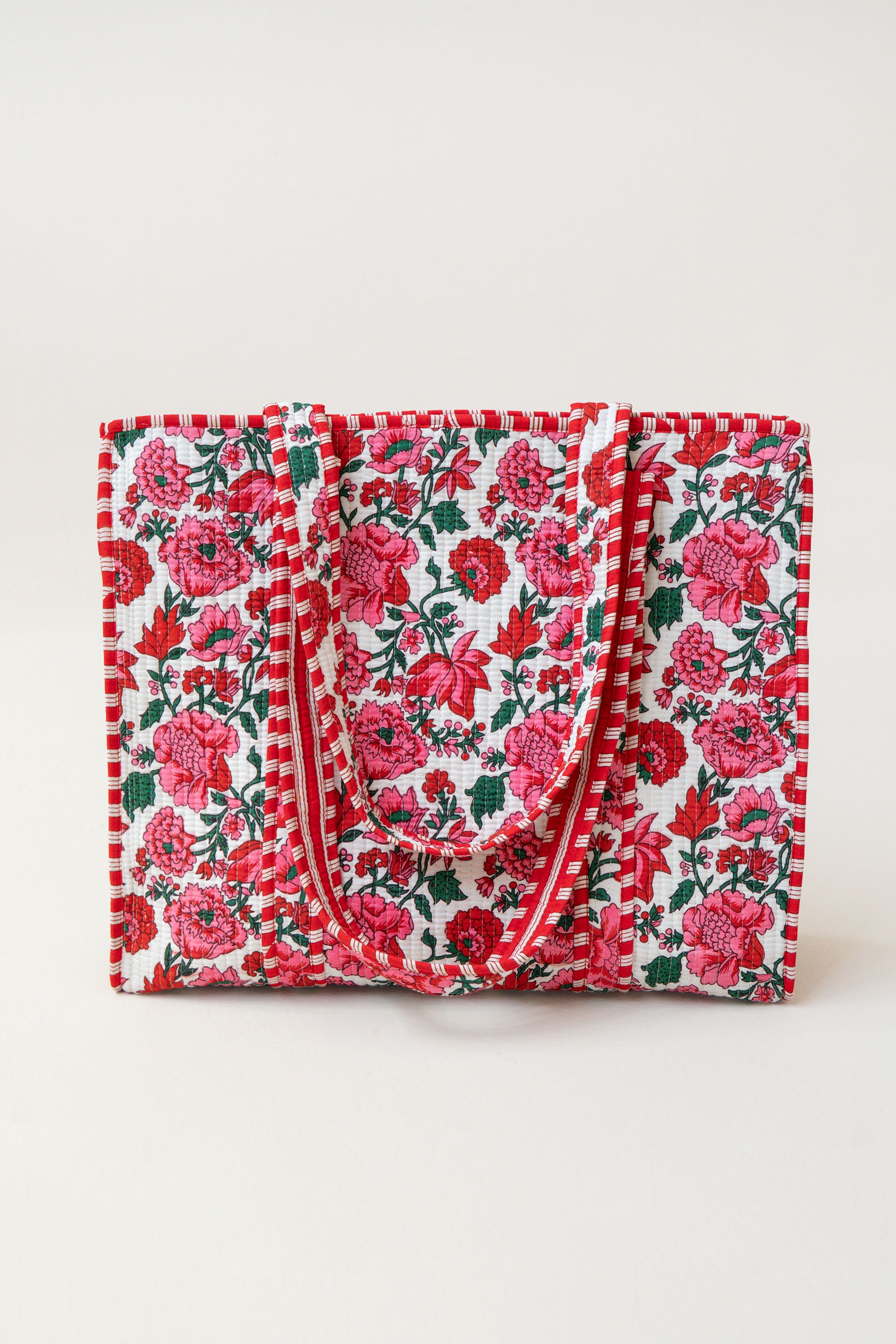 ETHNIC FLOWERS TOTE BAG // RED