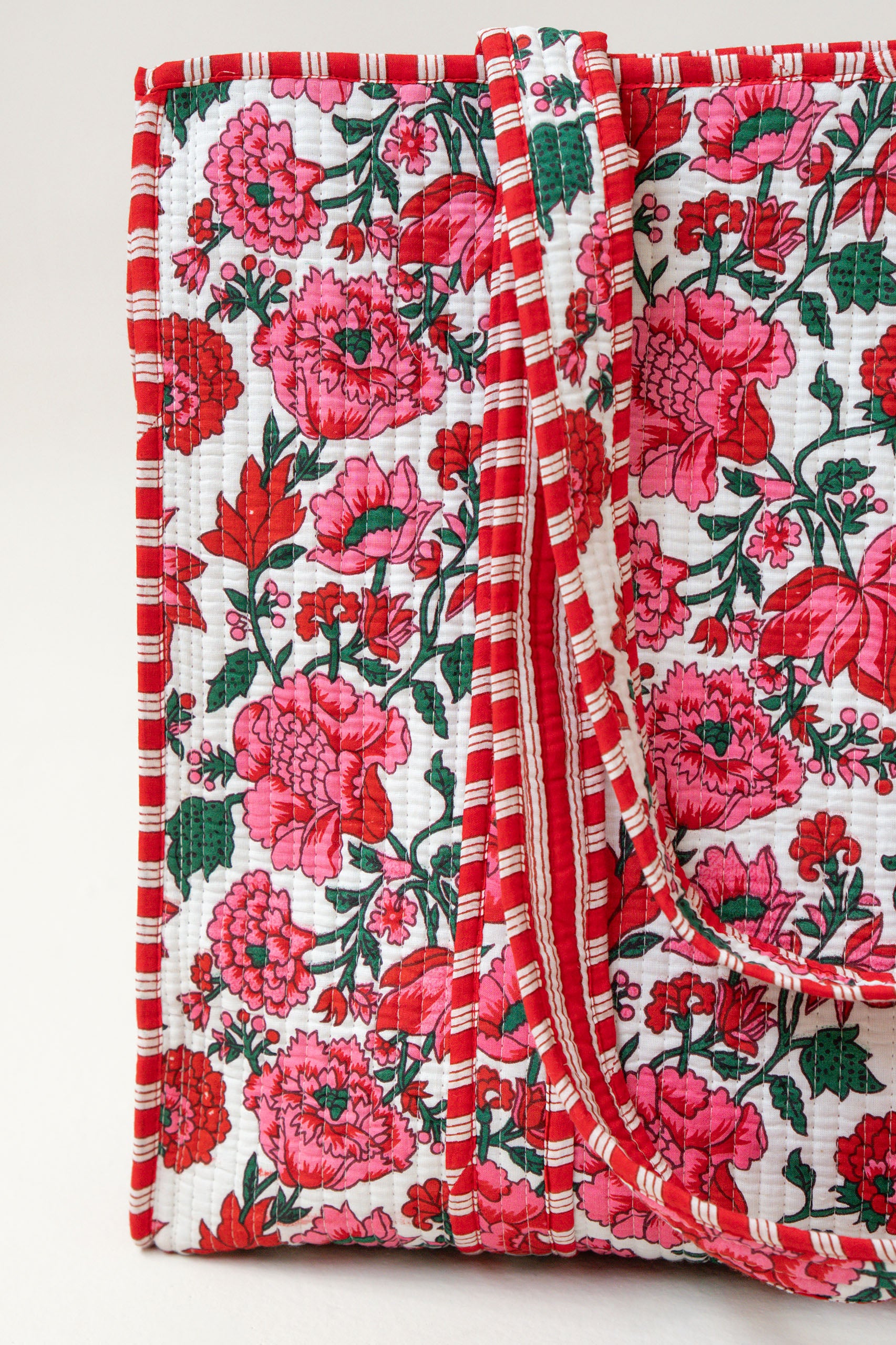 ETHNIC FLOWERS TOTE BAG // RED