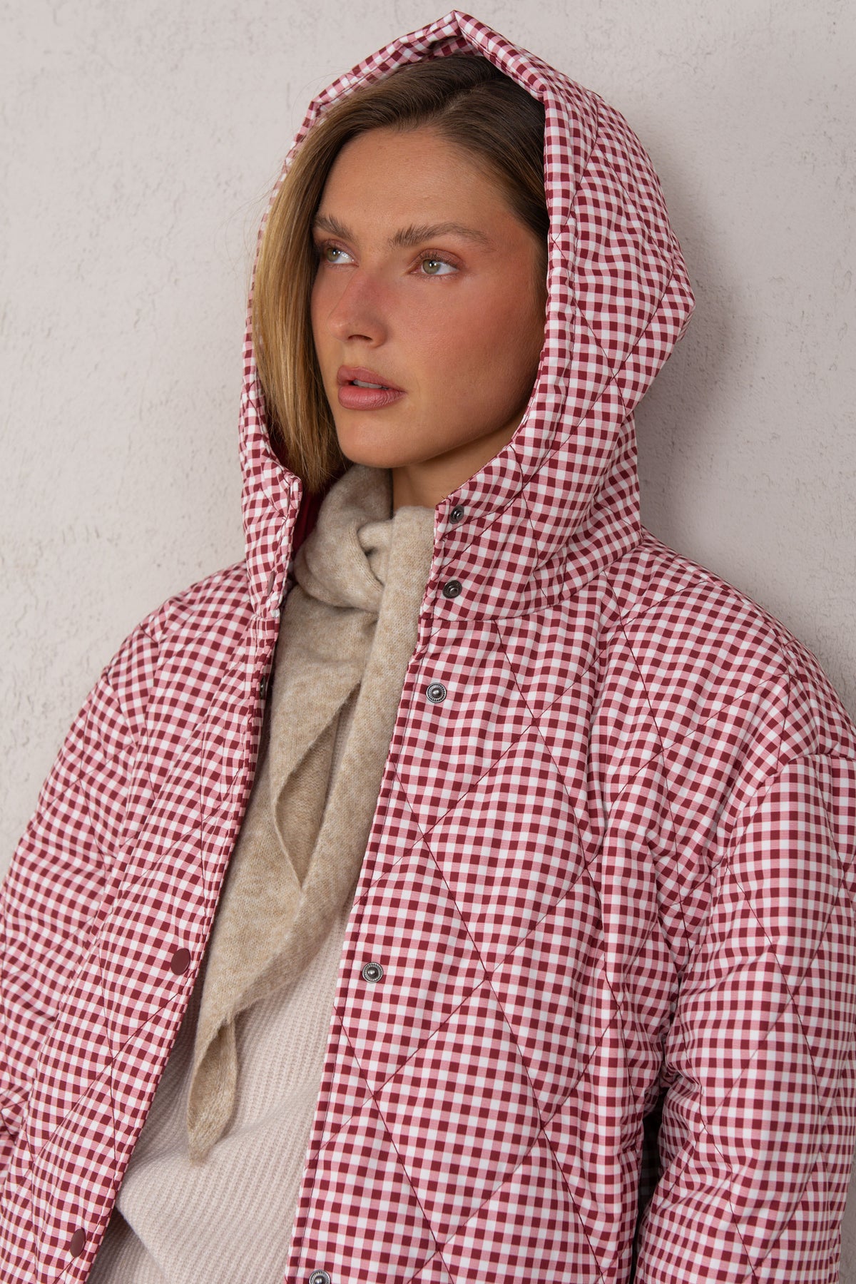 GRETA COAT // MAROON GINGHAM