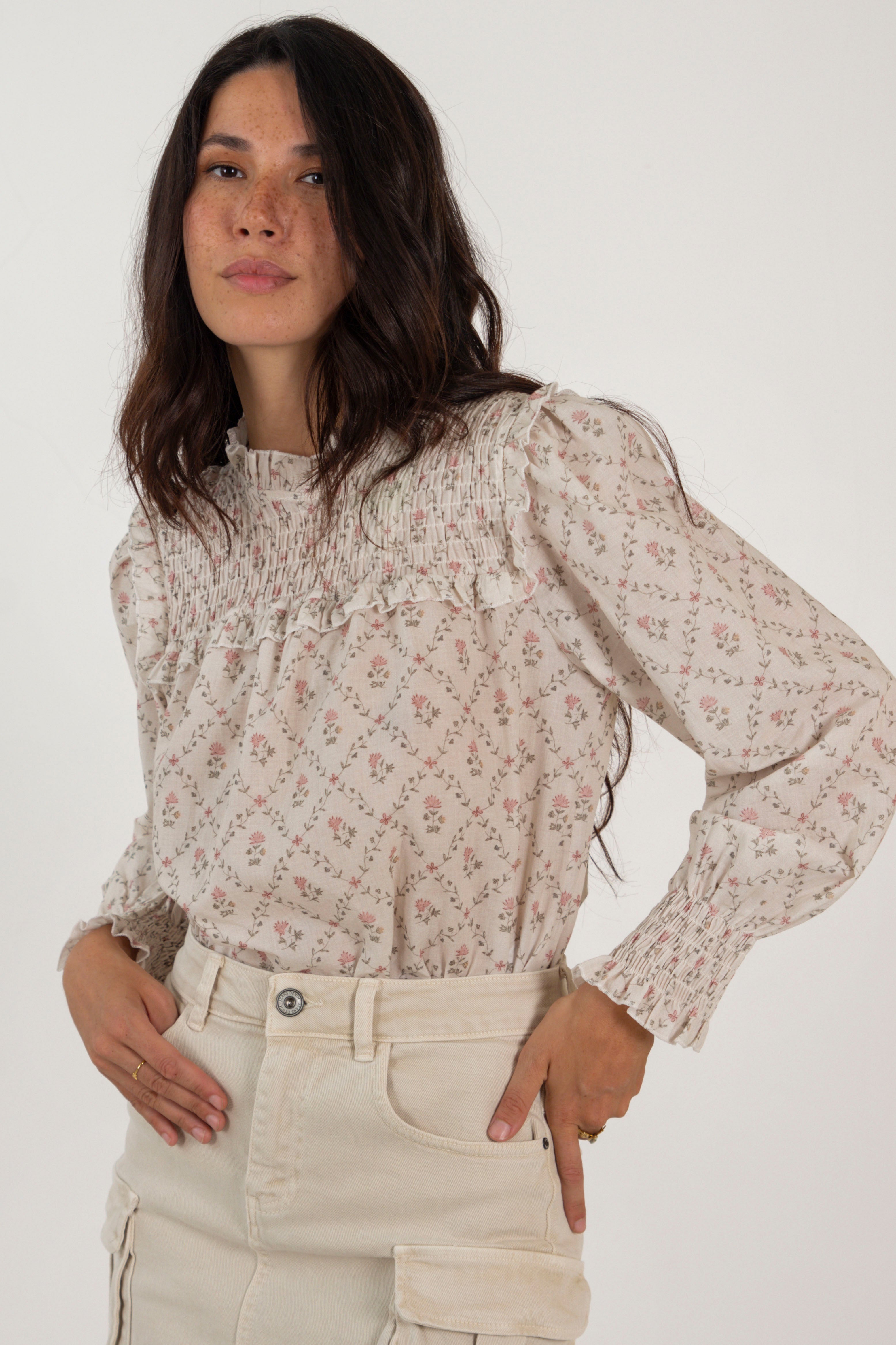 ANA SHIRT // PINK FLOWERS