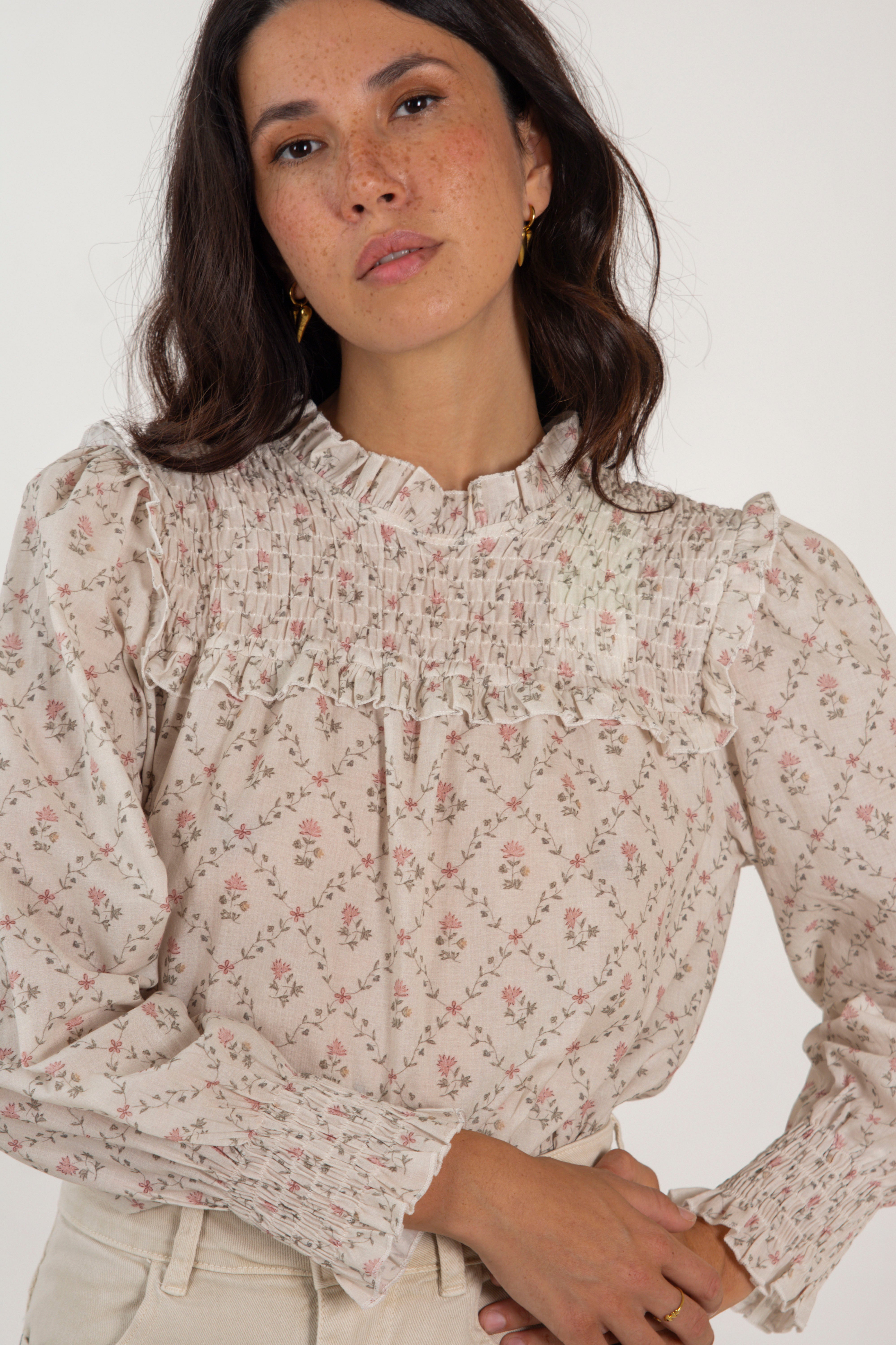 ANA SHIRT // PINK FLOWERS