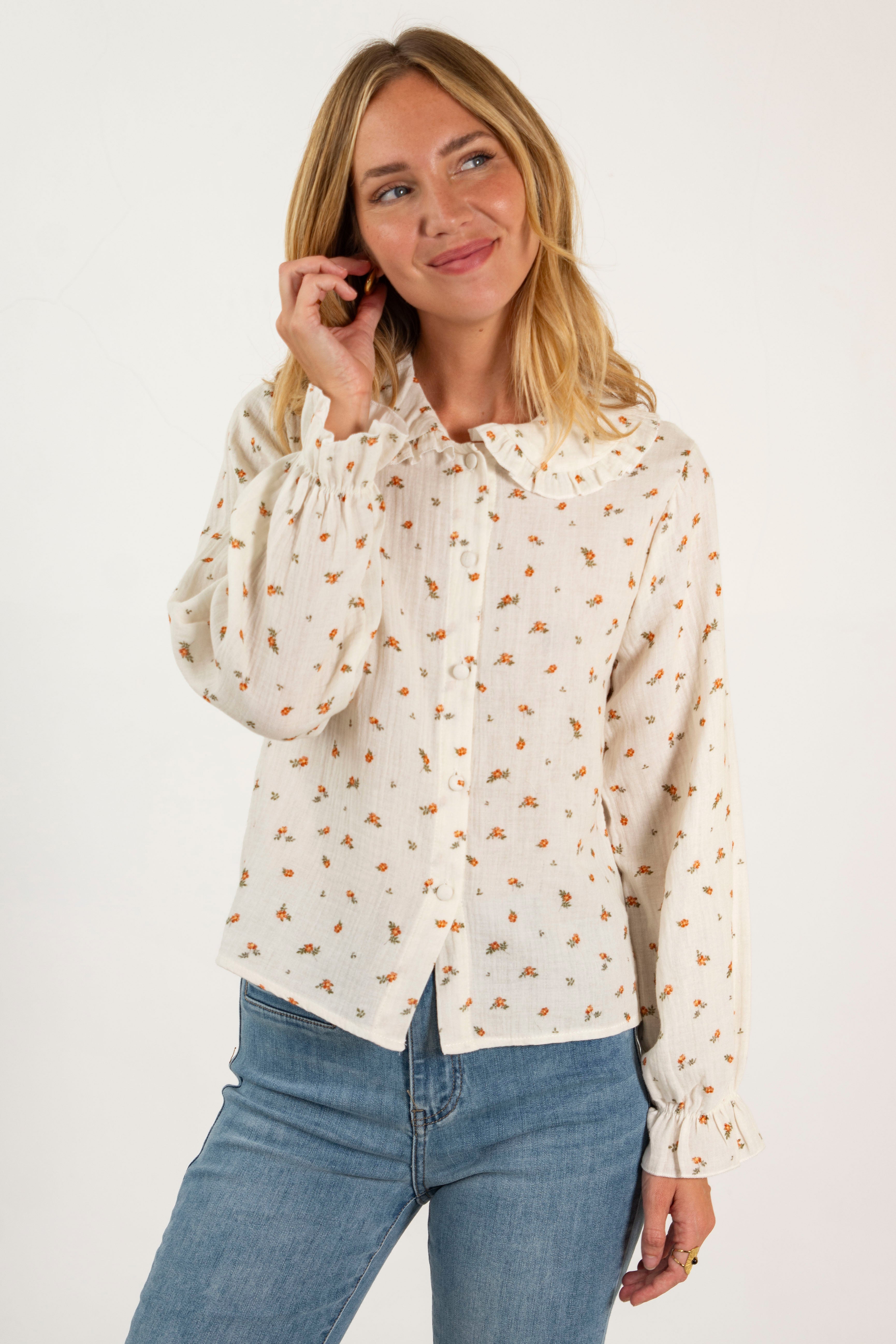 LAURA SHIRT // ORANGE FLOWERS