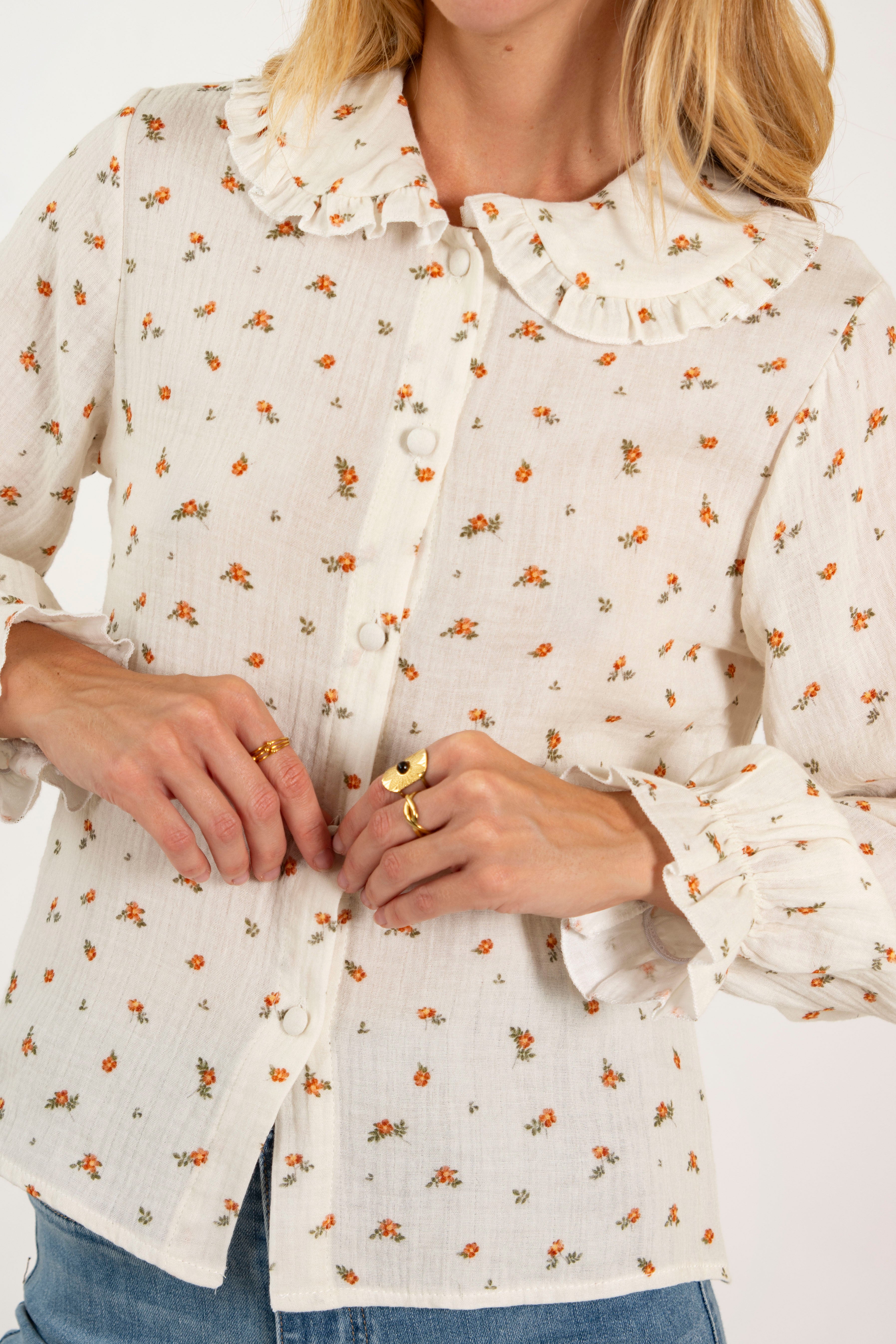 CAMISA LAURA // FLORES NARANJA