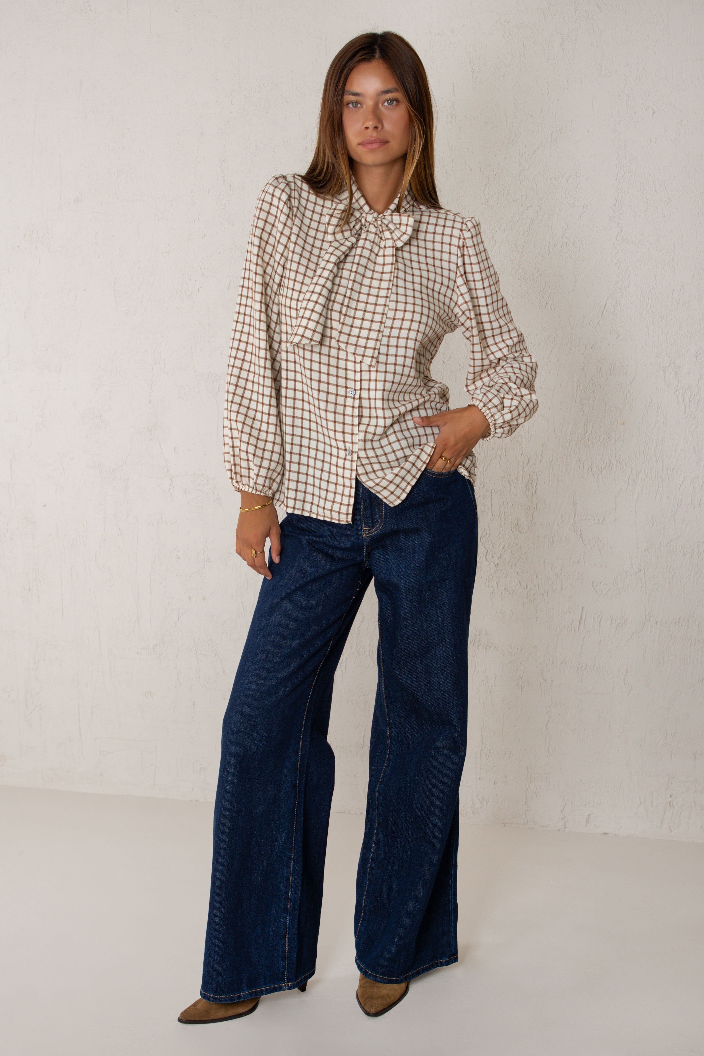 CAMISA CARLOTA // CUADROS TEJA