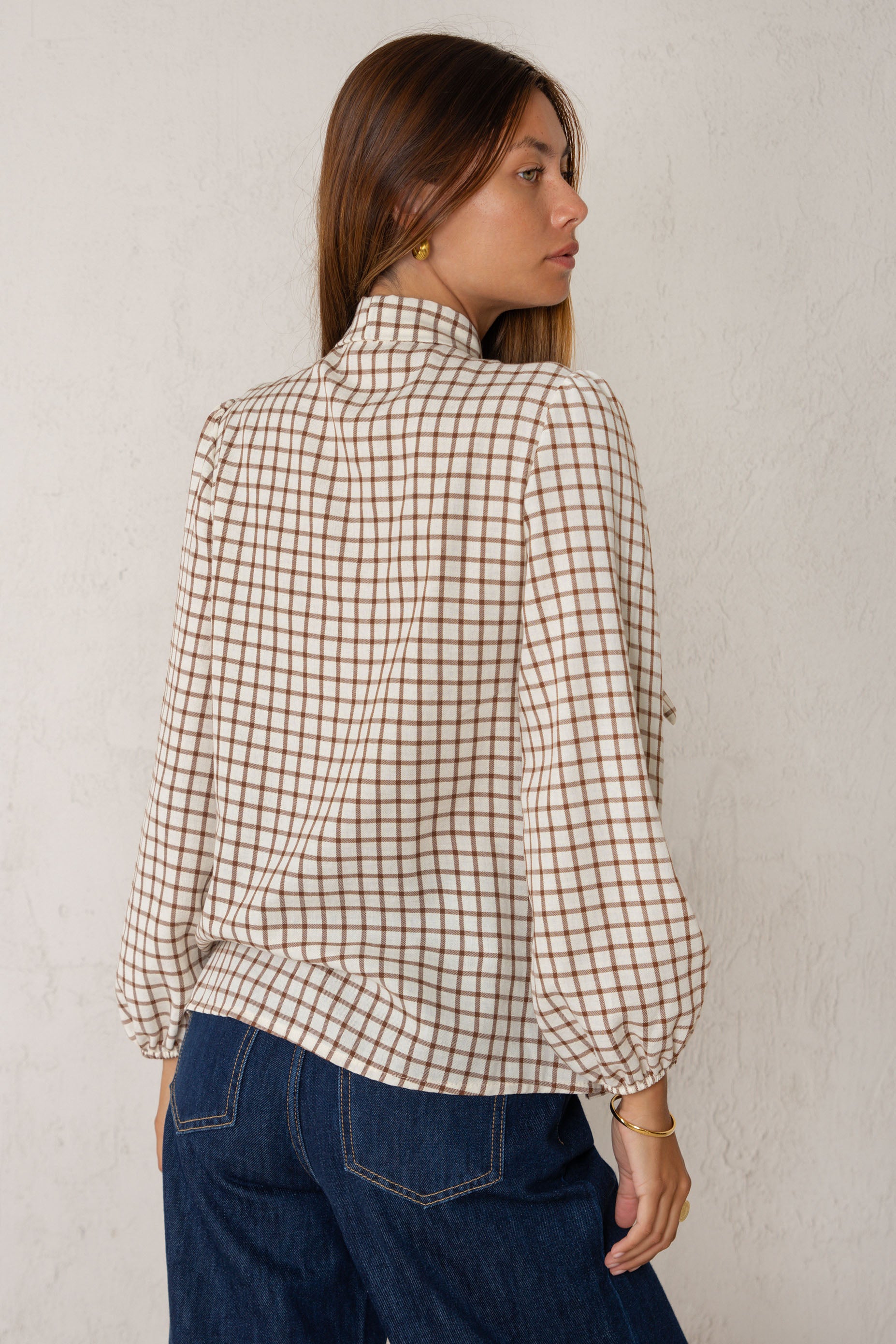 CAMISA CARLOTA // CUADROS TEJA