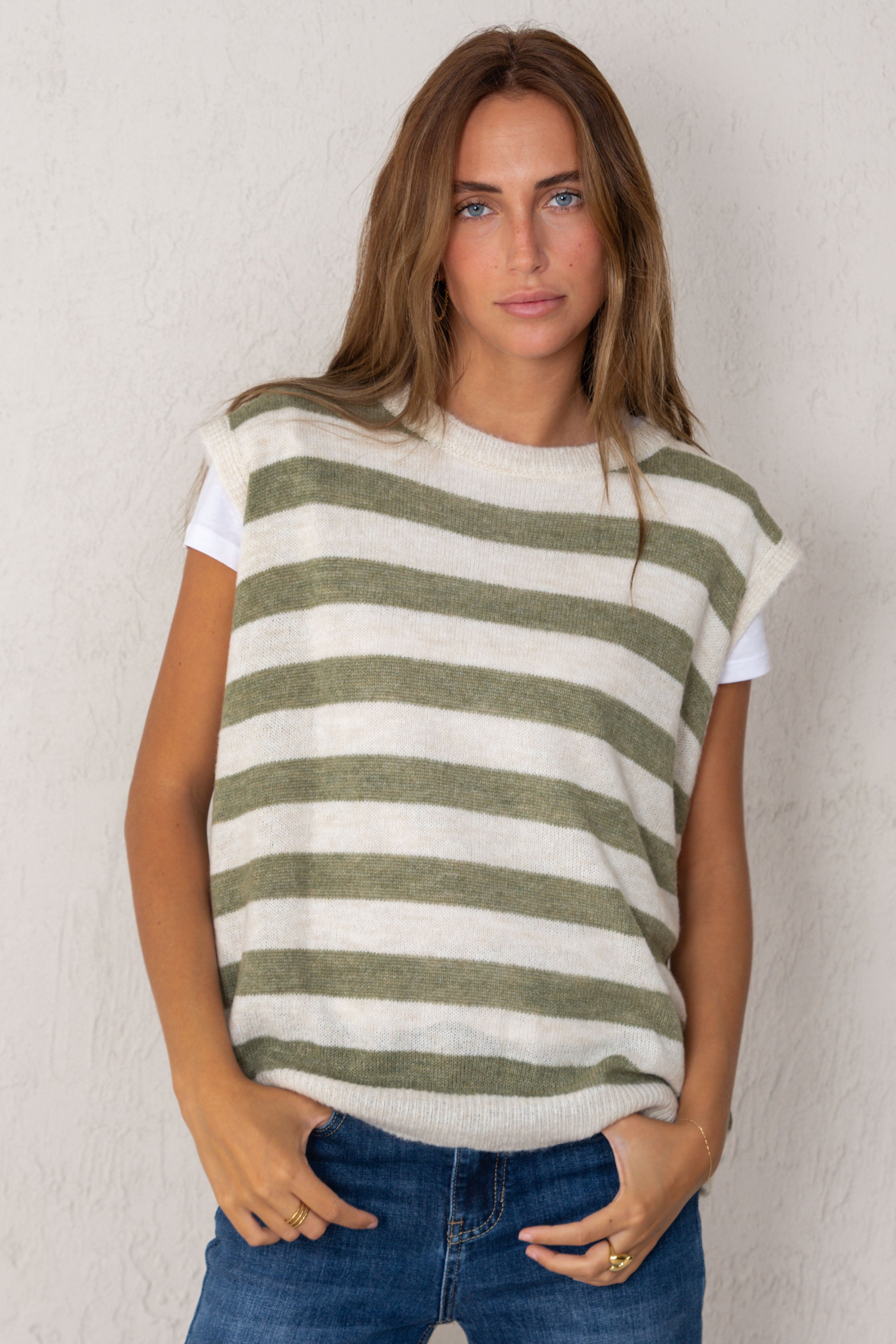 CHALECO VALENTINA // RAYAS VERDE