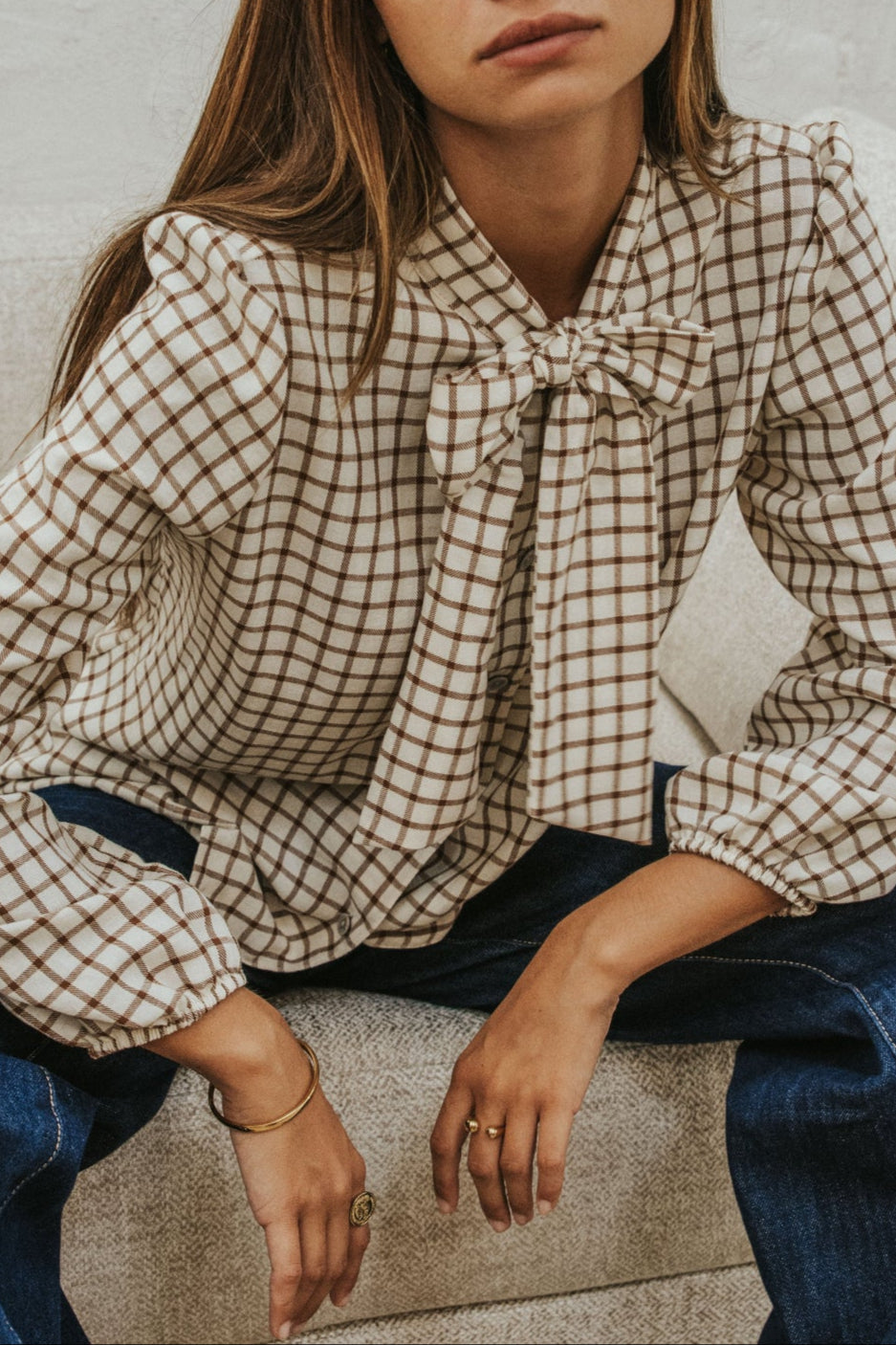 CAMISA CARLOTA // CUADROS TEJA