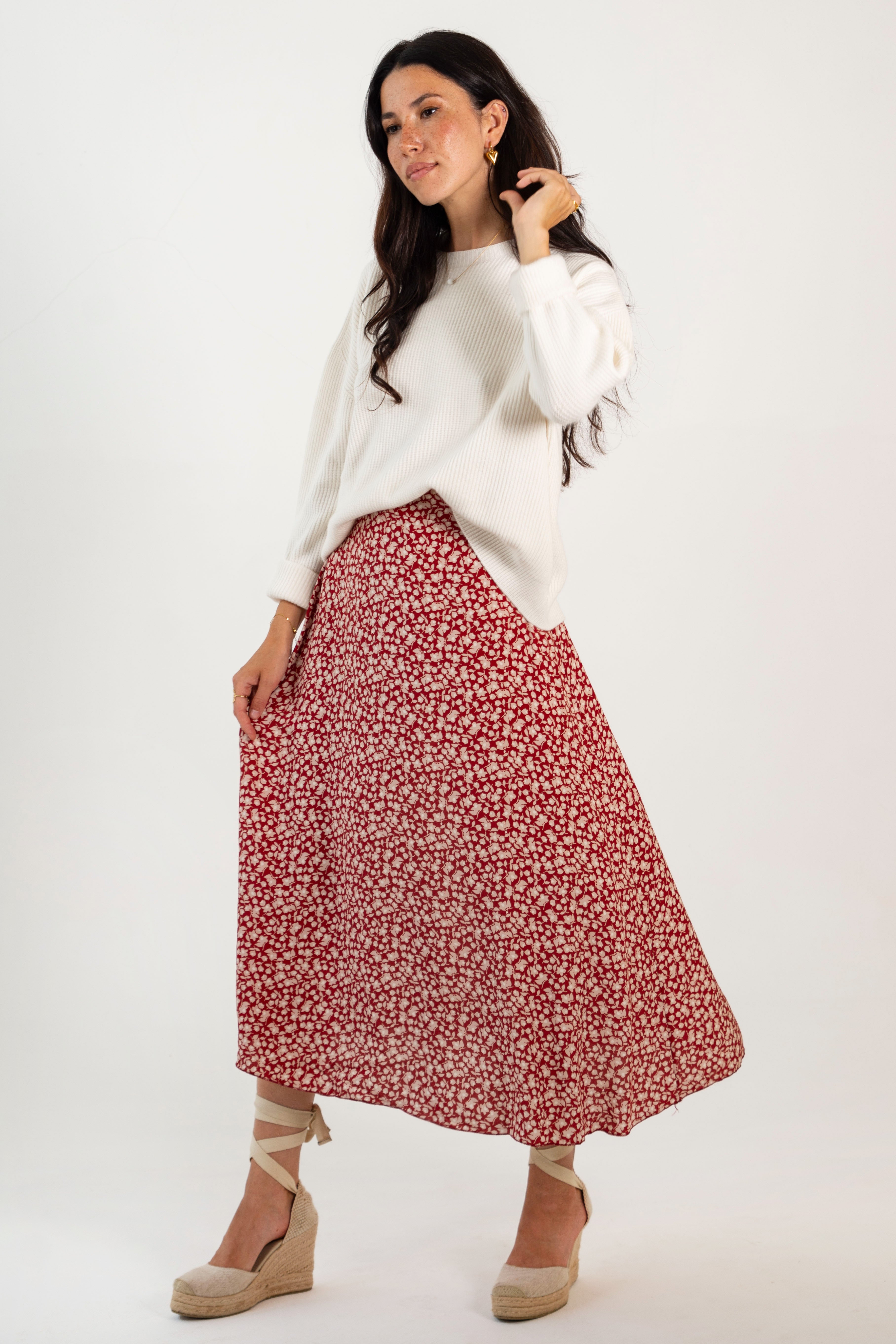 CARLA SKIRT // RED FLOWERS