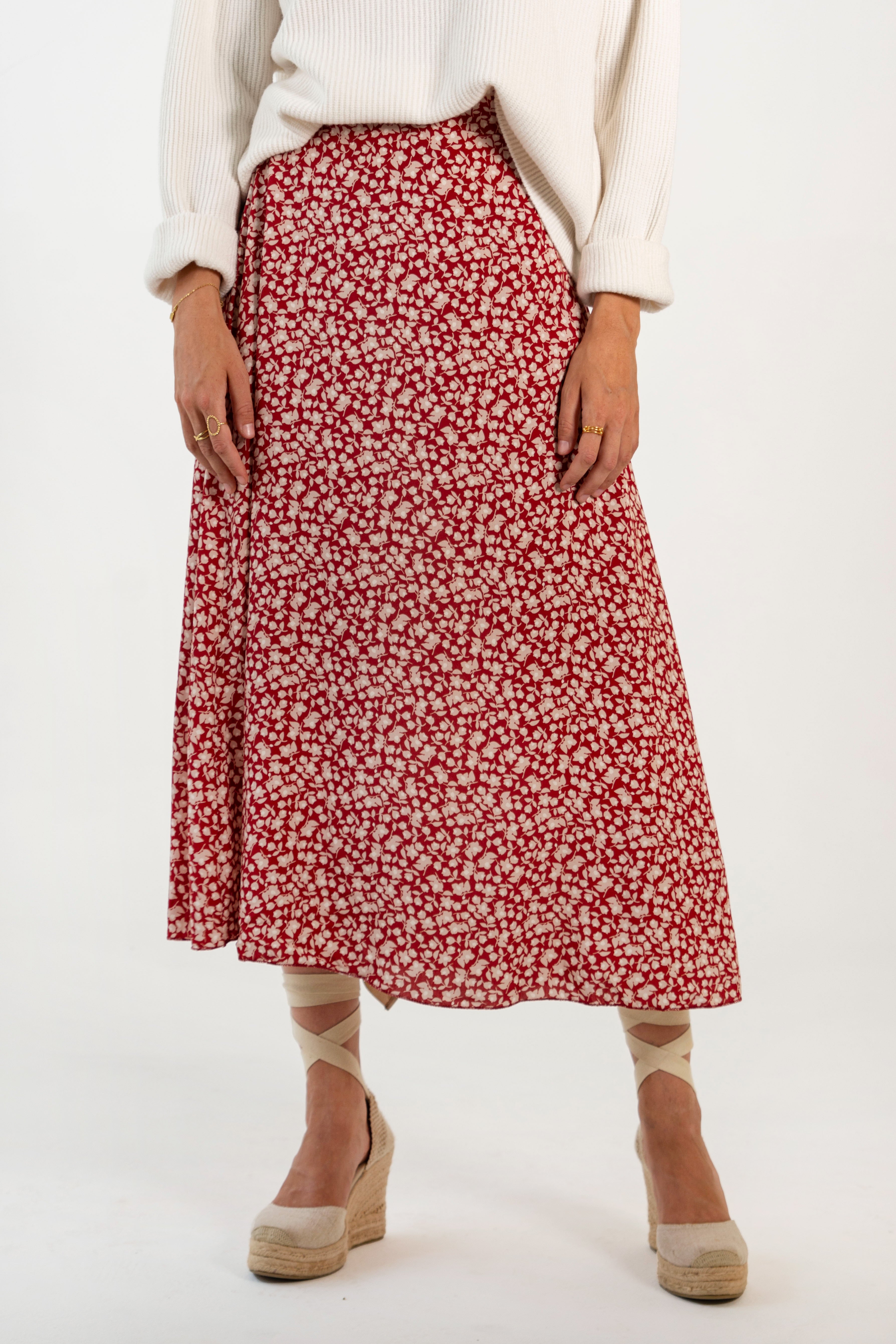 CARLA SKIRT // RED FLOWERS