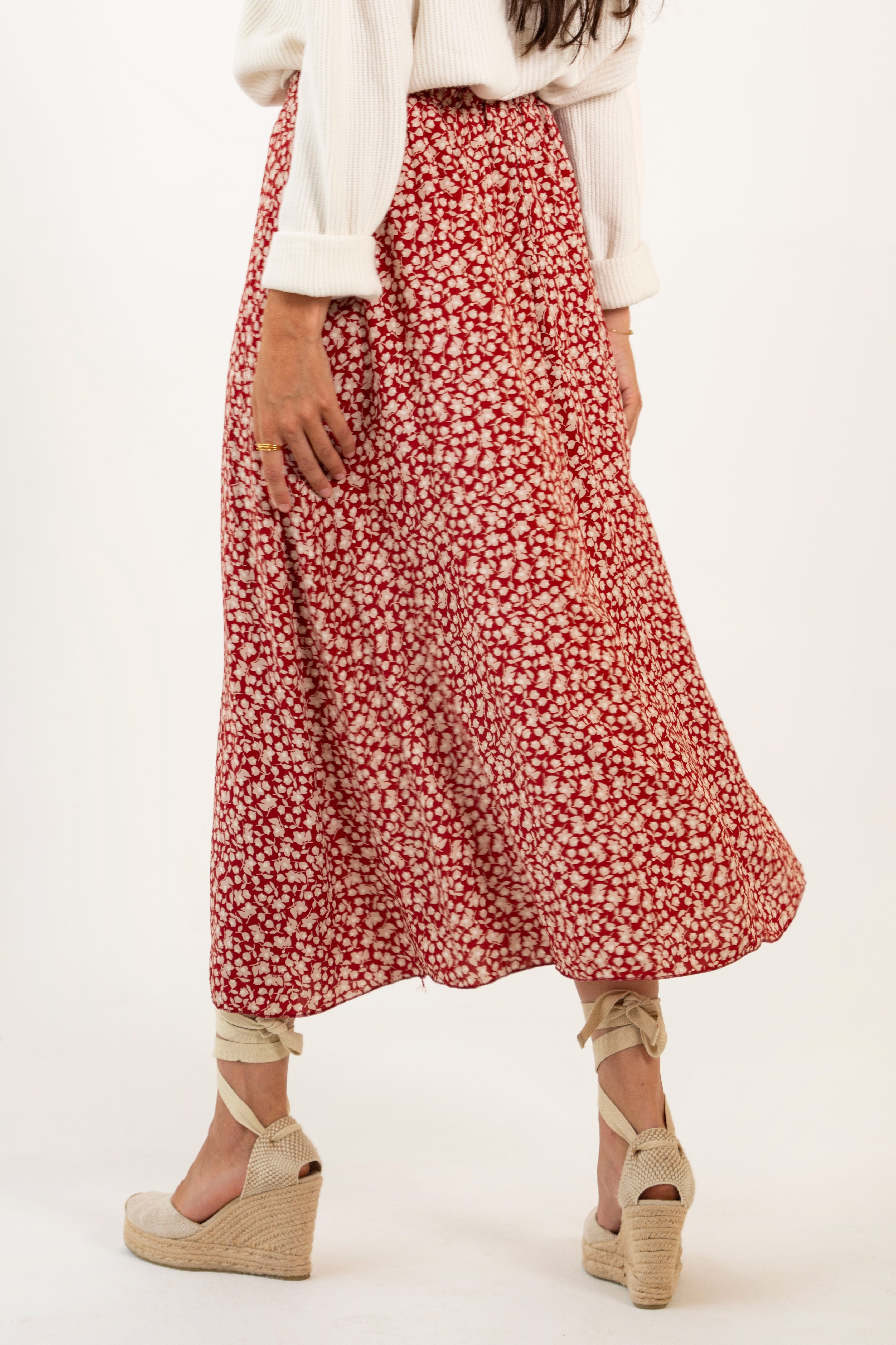 CARLA SKIRT // RED FLOWERS