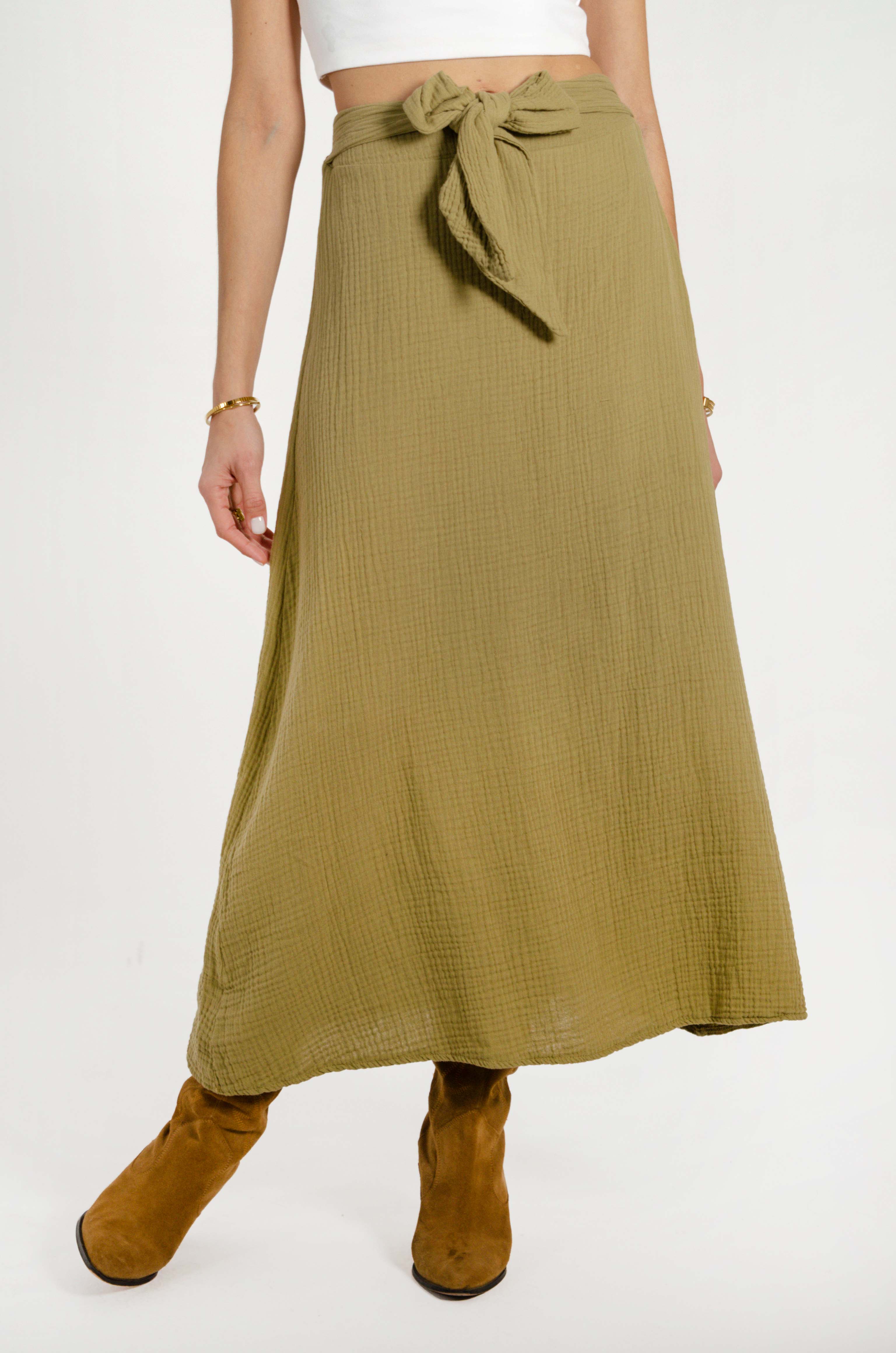 Khaki yellow outlet skirt