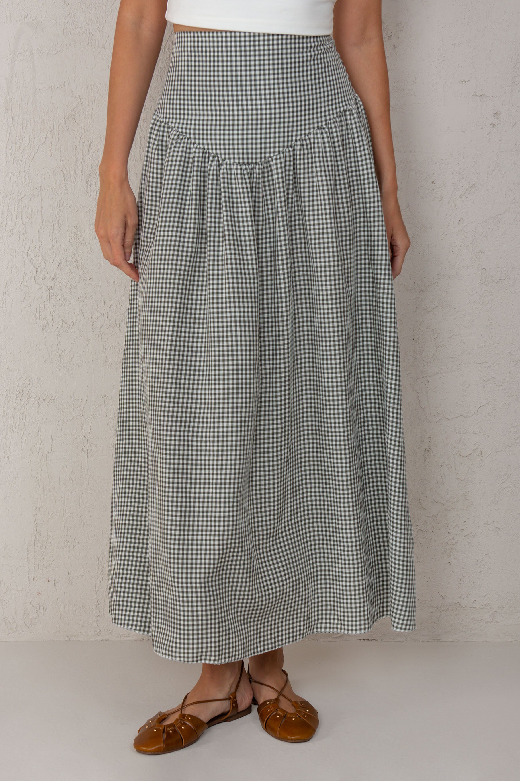 TERESA GREEN GINGHAM SKIRT