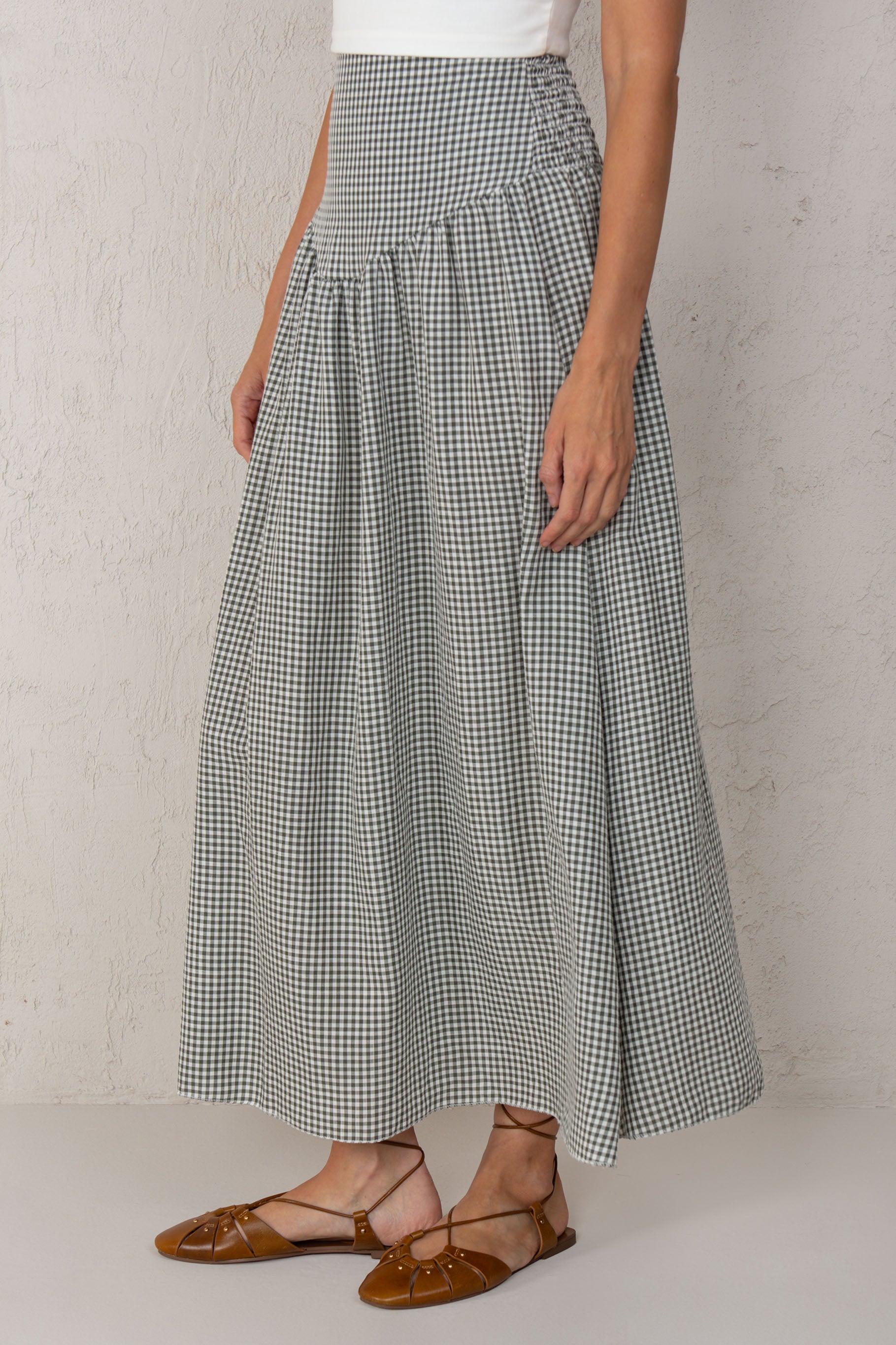 TERESA GREEN GINGHAM SKIRT