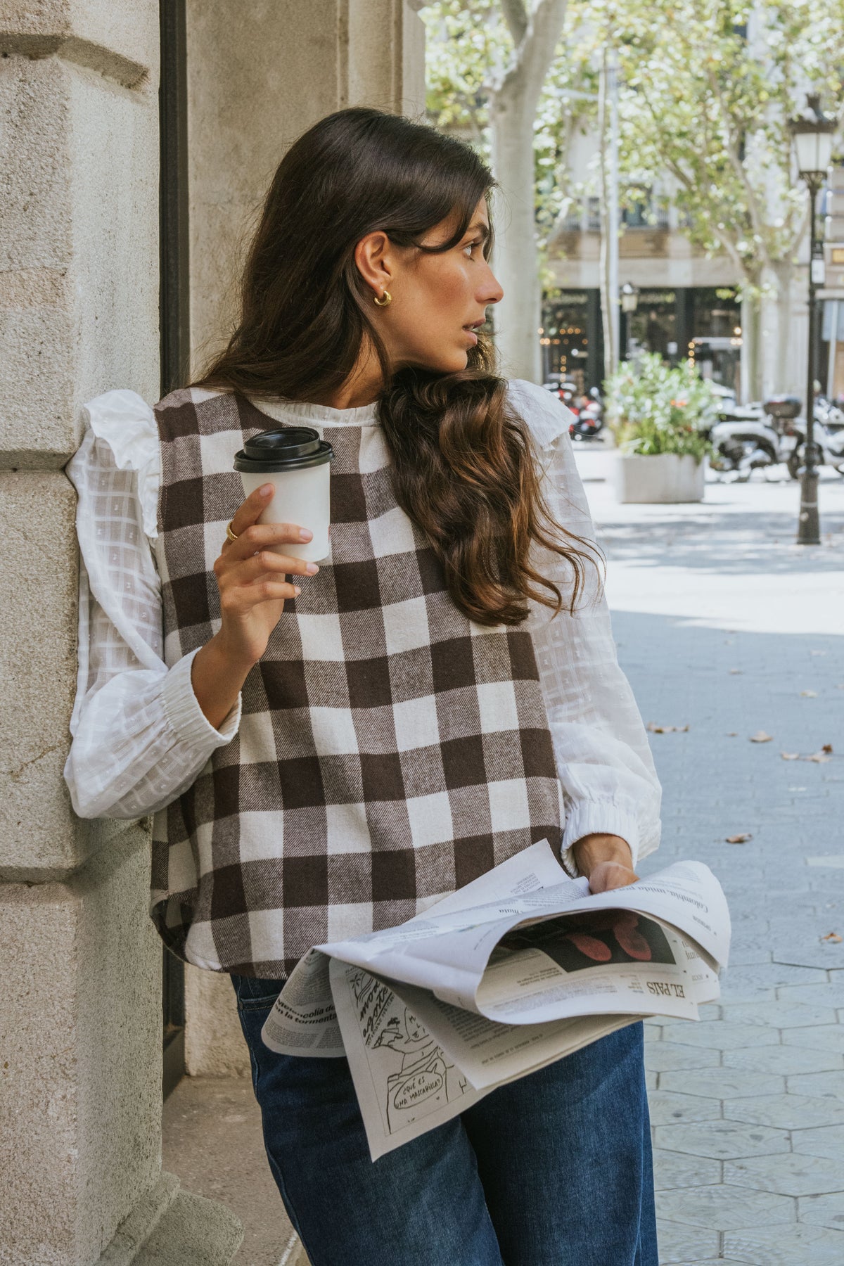 VICTORIA PLAID BROWN VEST