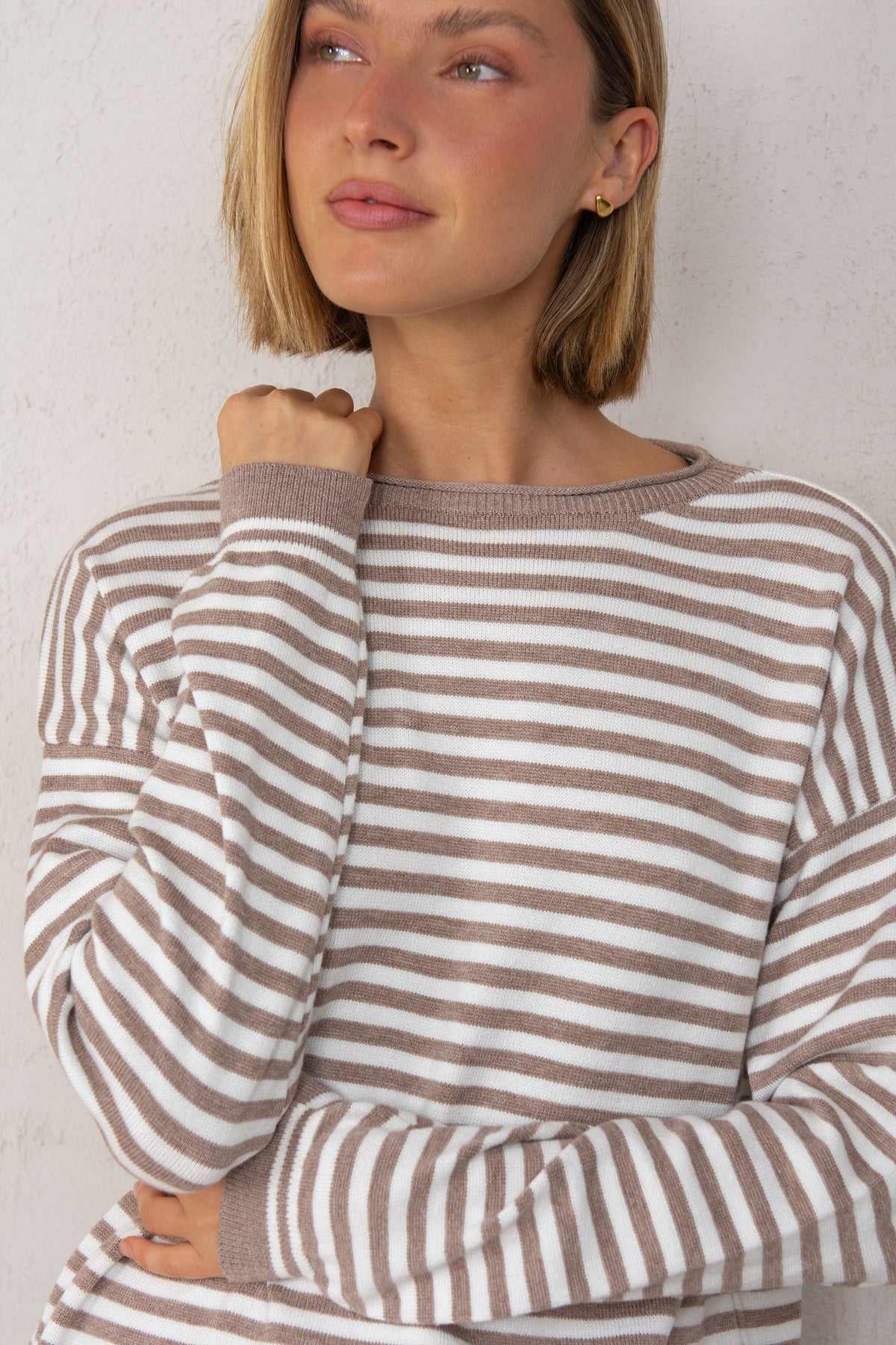 JERSEY GRETA // RAYAS TAUPE