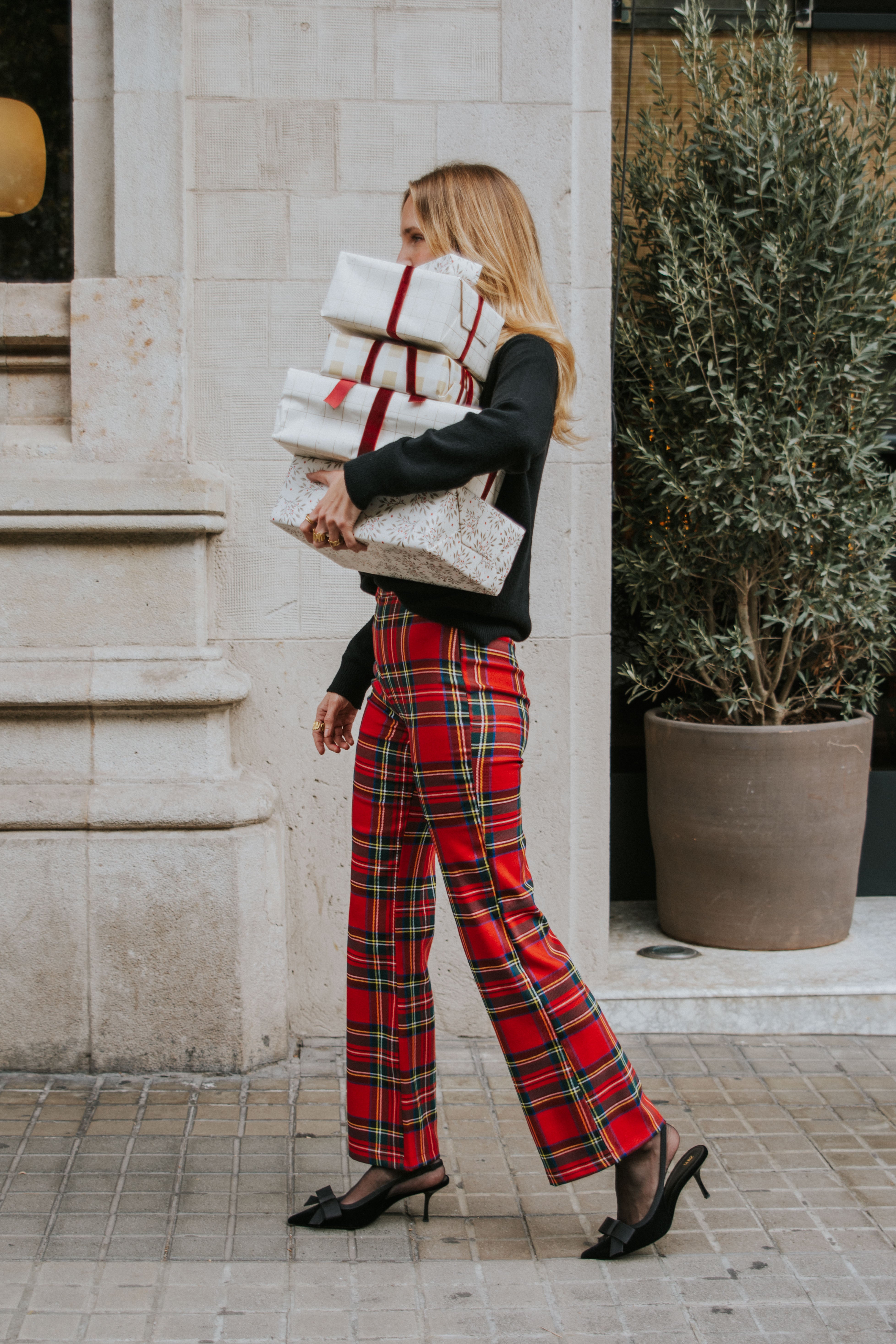 MARIA PANTS // RED TARTAN