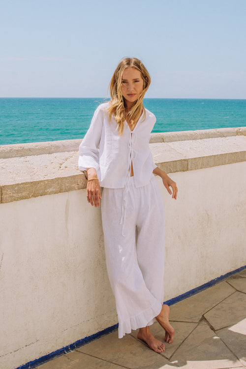 CHLOE PANTS // WHITE LINEN image 1