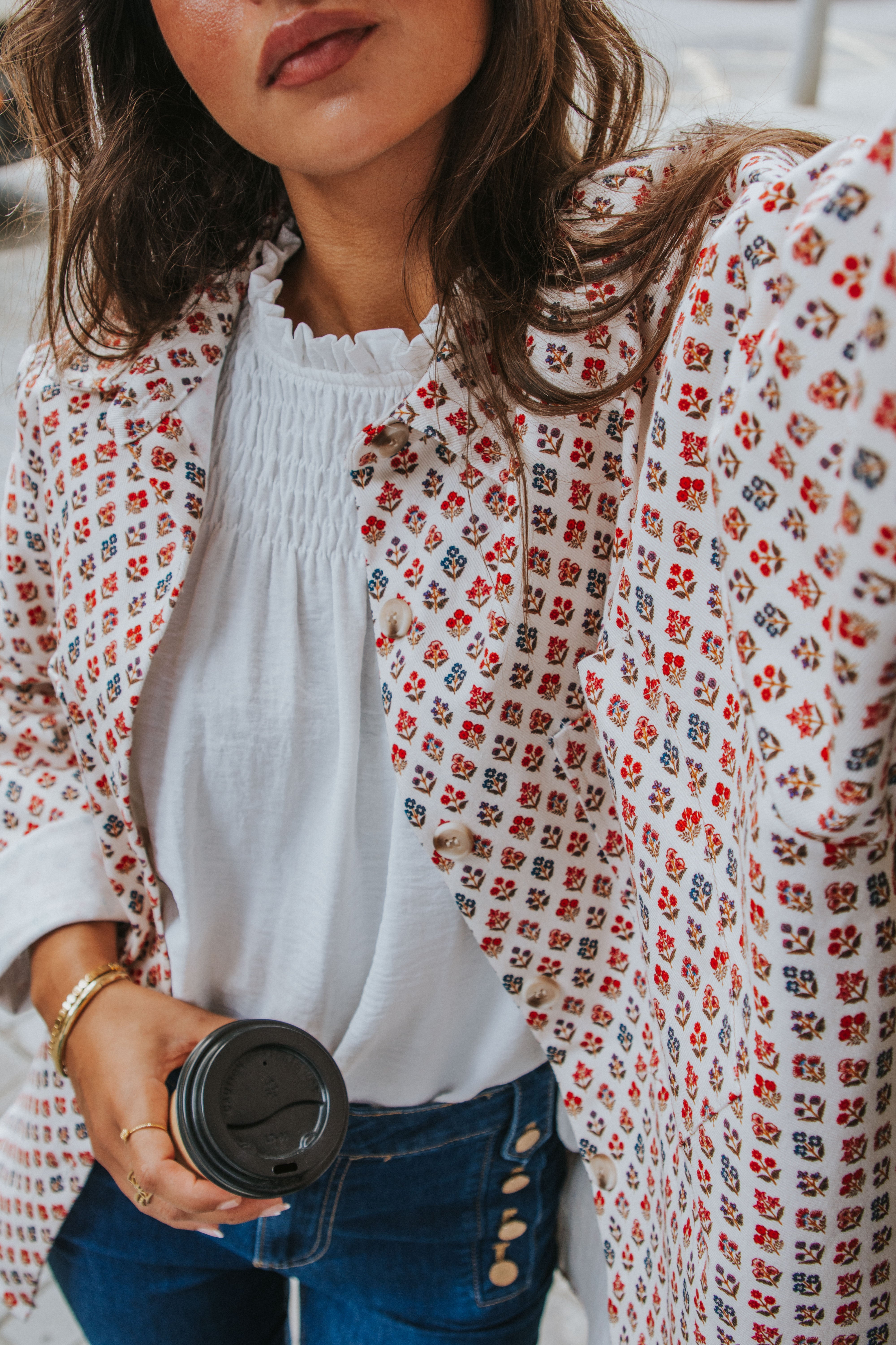 CHAQUETA CELIA // FLORES ROJO