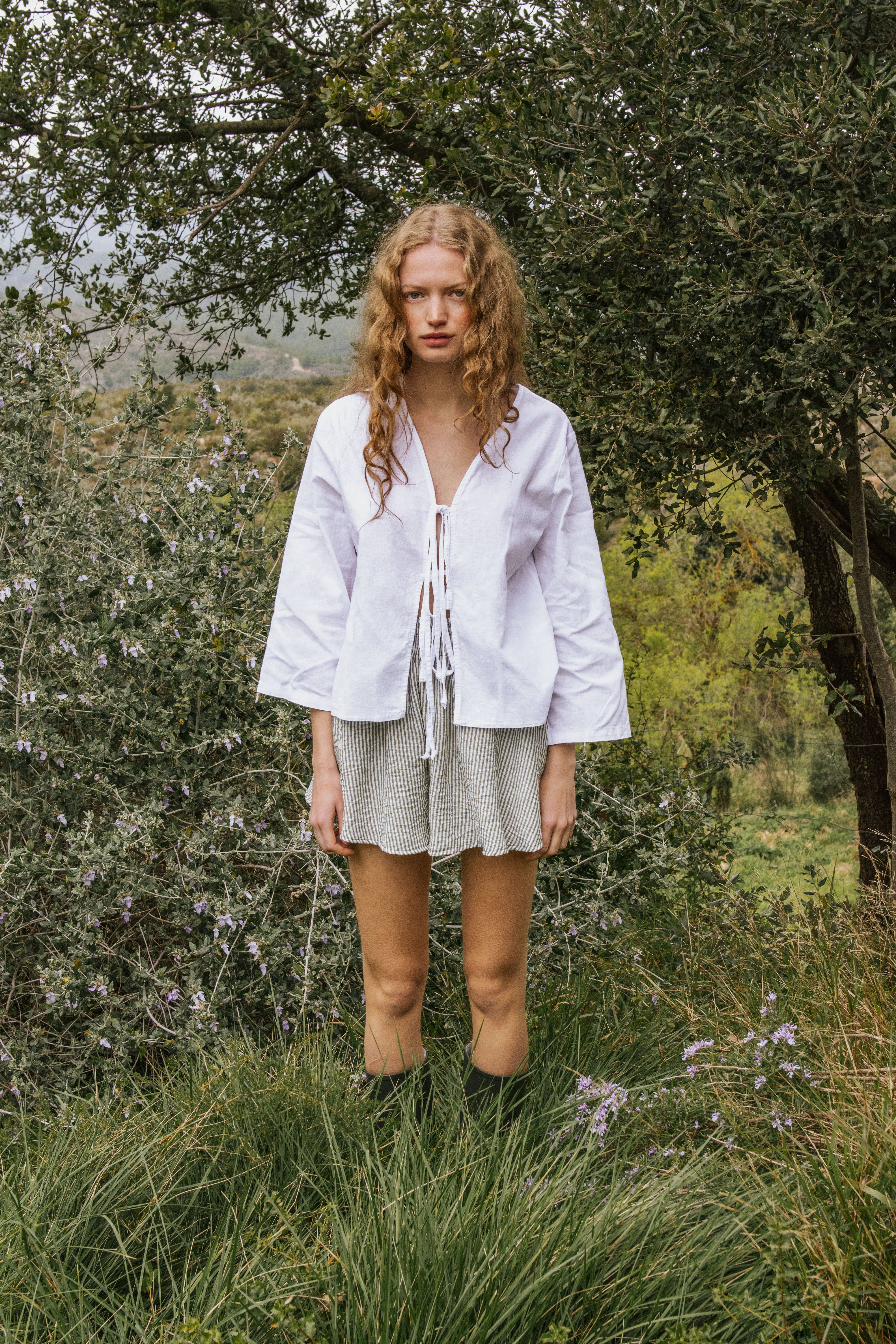 MINERVA SHORTS // GREEN STRIPES