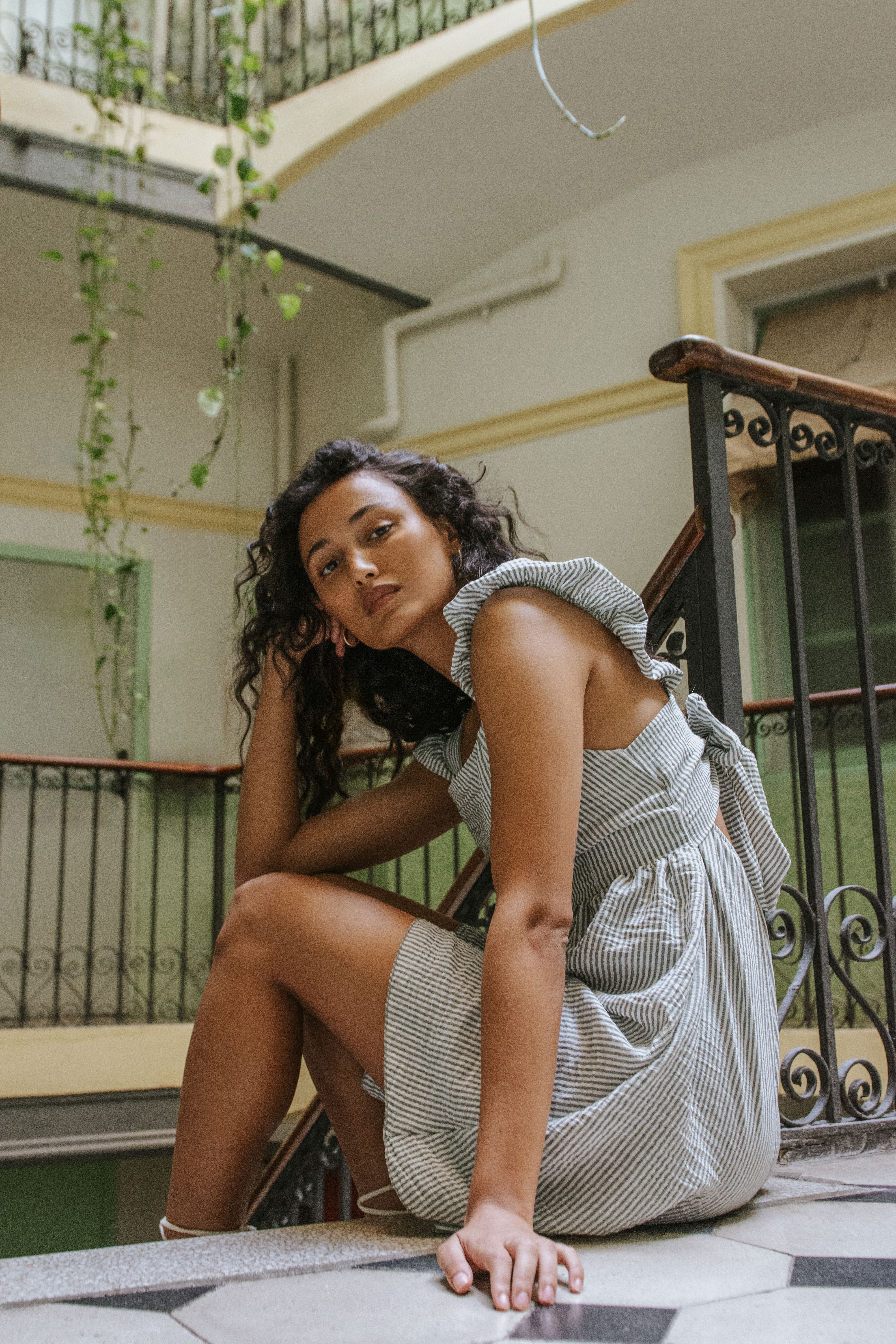 VERA DRESS // GREEN STRIPES