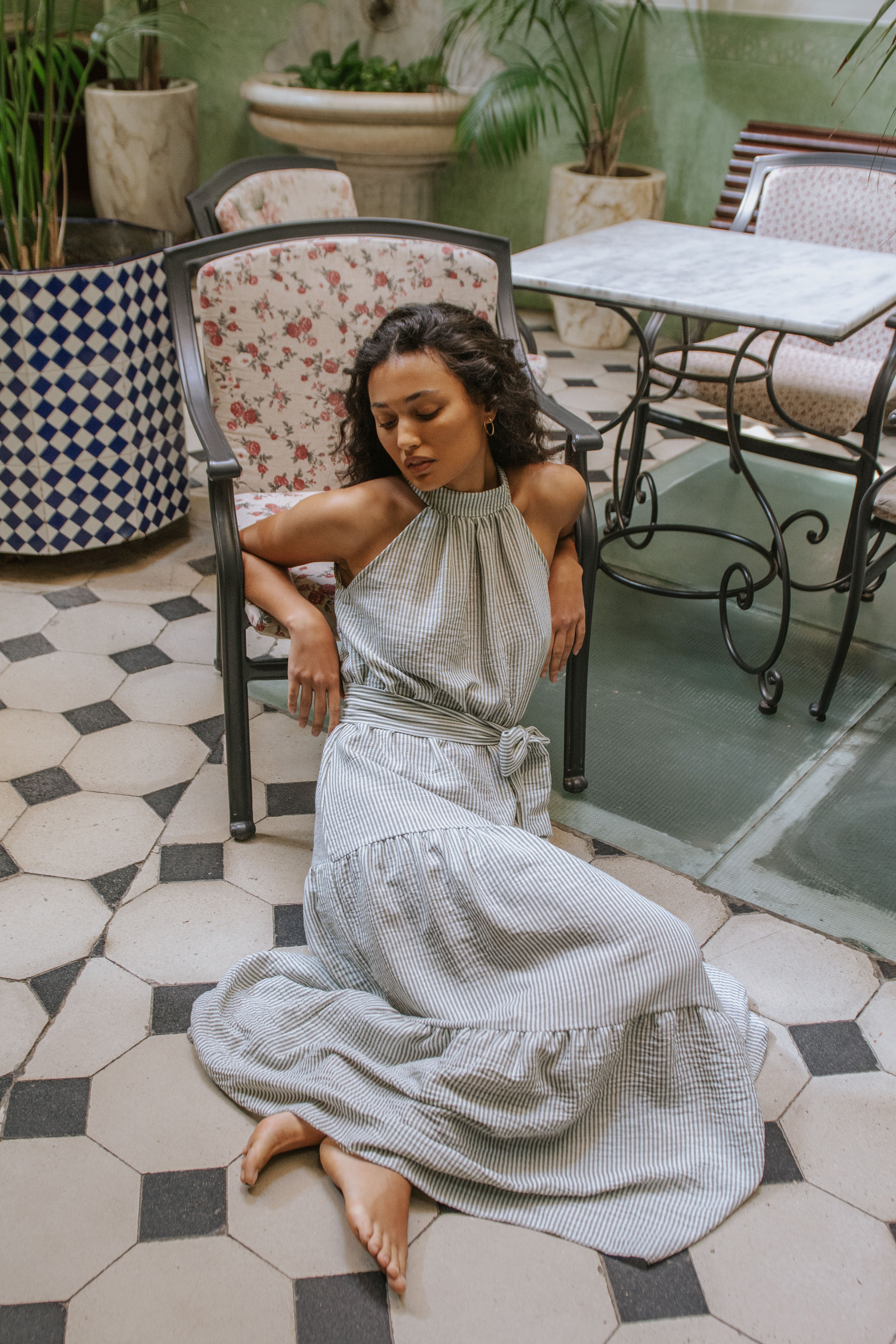 DALIA DRESS // GREEN STRIPES