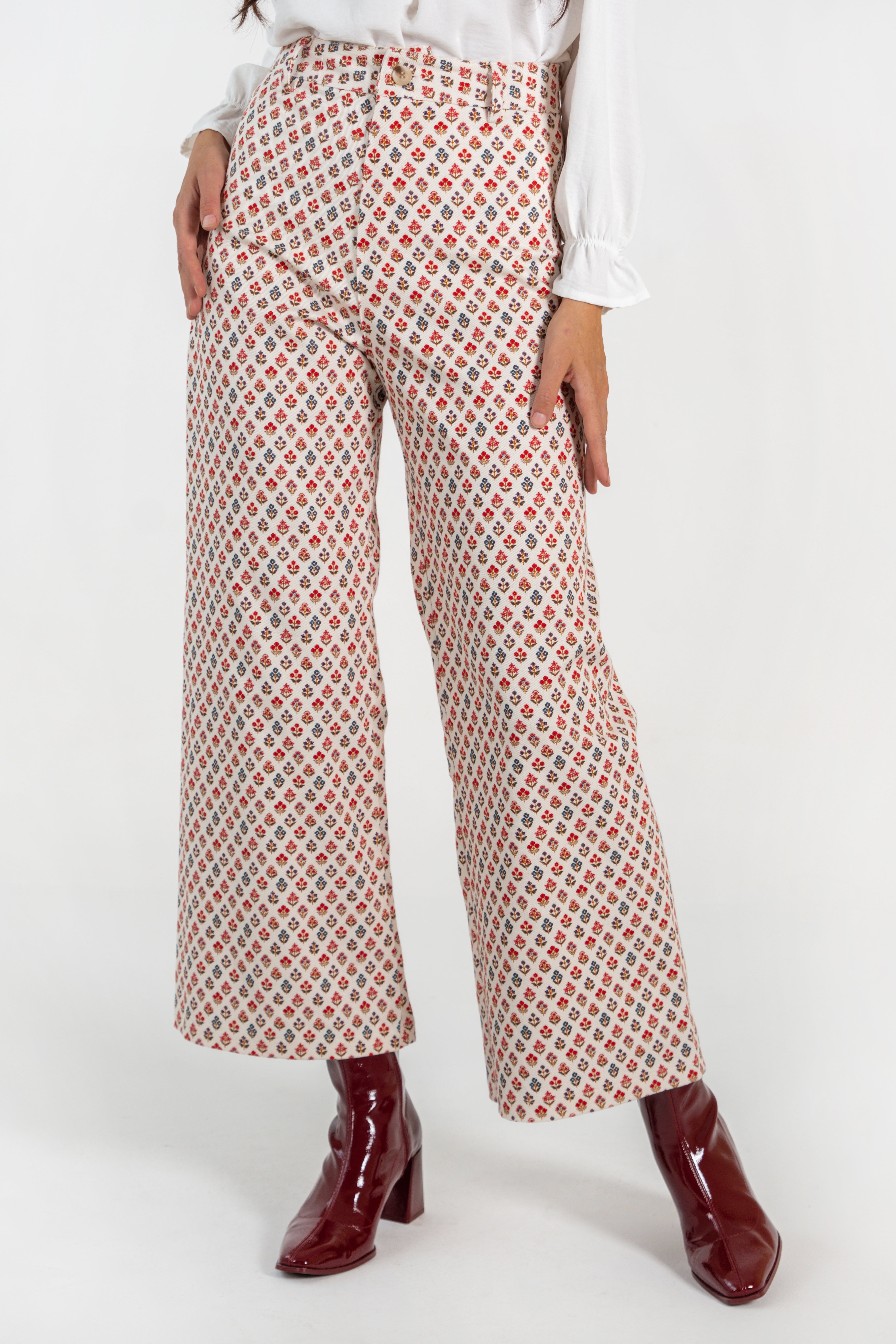 PAULA PANTS // RED FLOWERS