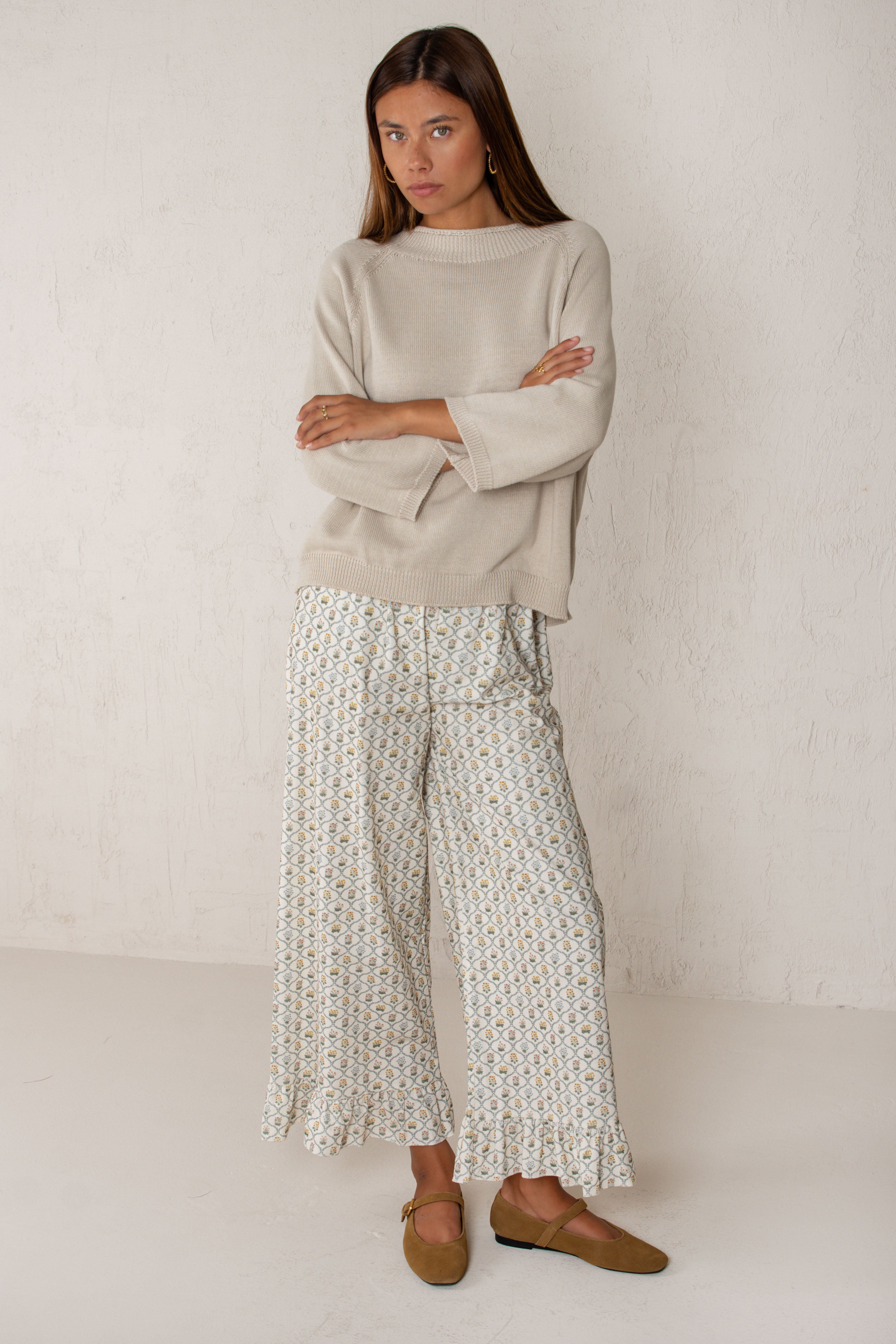 PANTALÓN CHLOE // FLORES AZUL CLARO