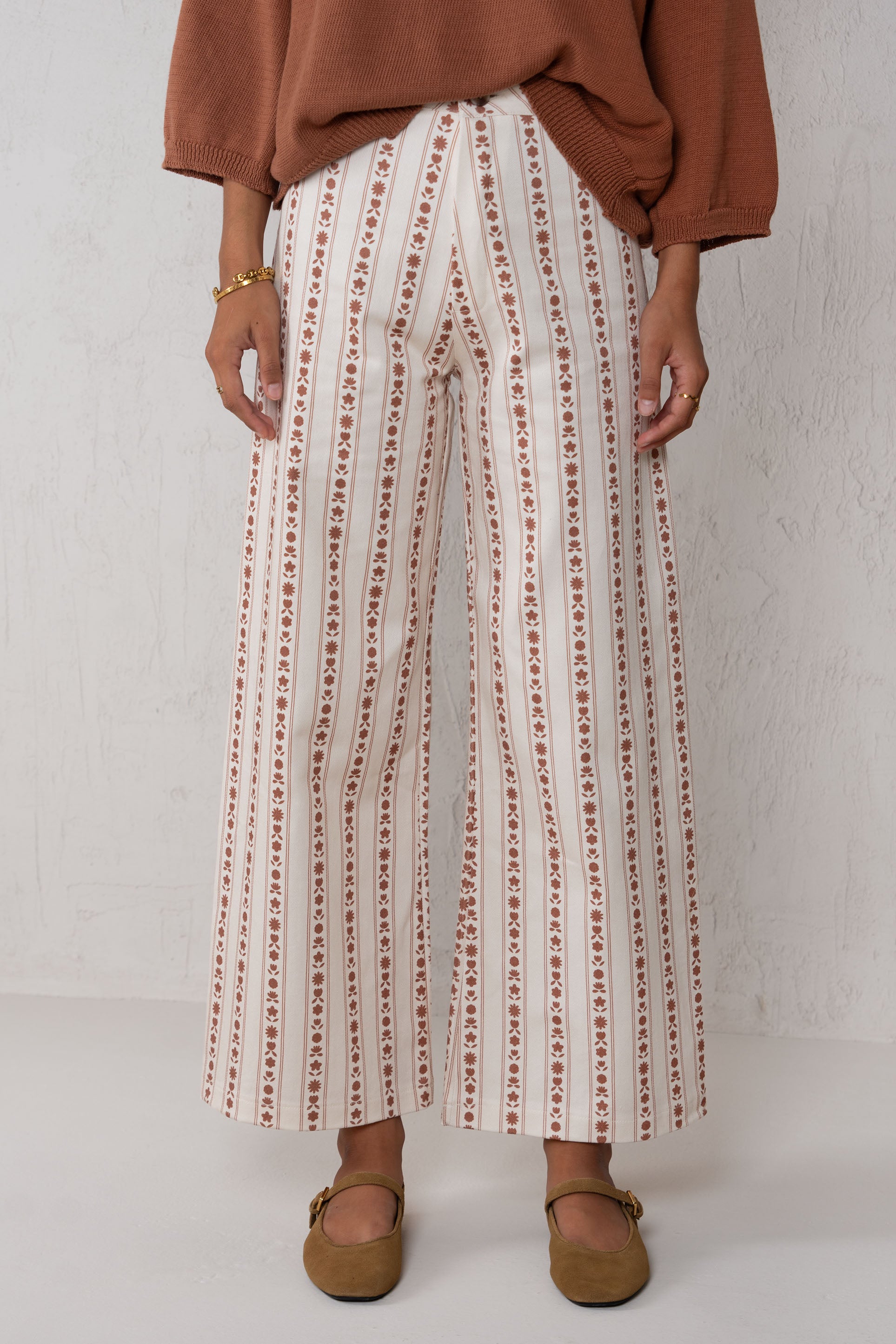 PANTALÓN PAULA // FLORES TEJA