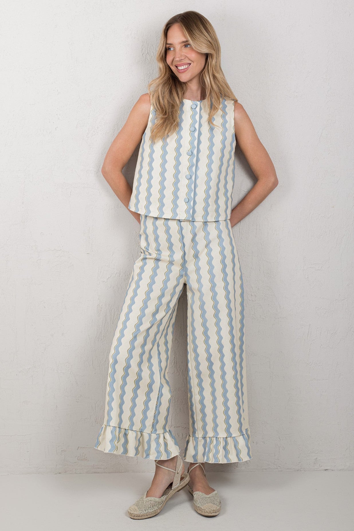 PANTALÓN CHLOE // OLAS AZUL CIELO