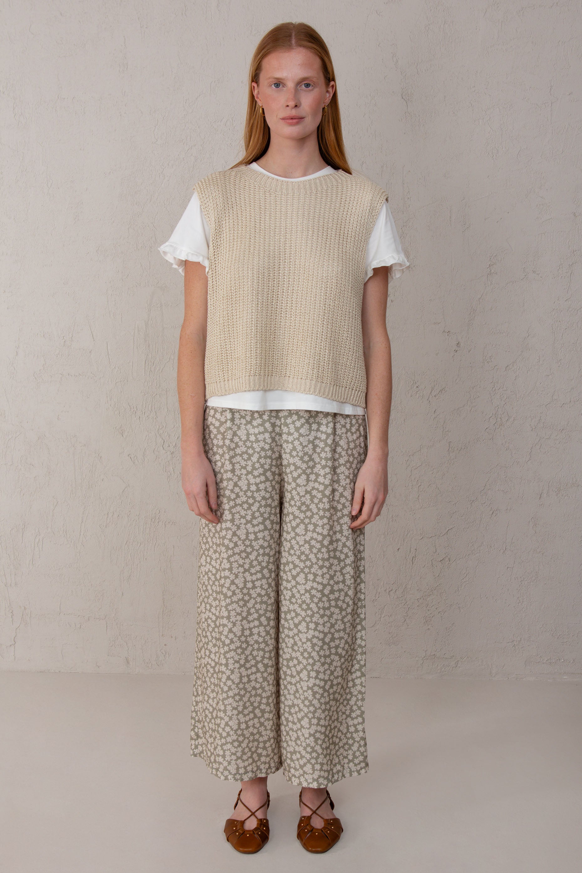 PANTALÓN ISABEL // FLORES MINI VERDE