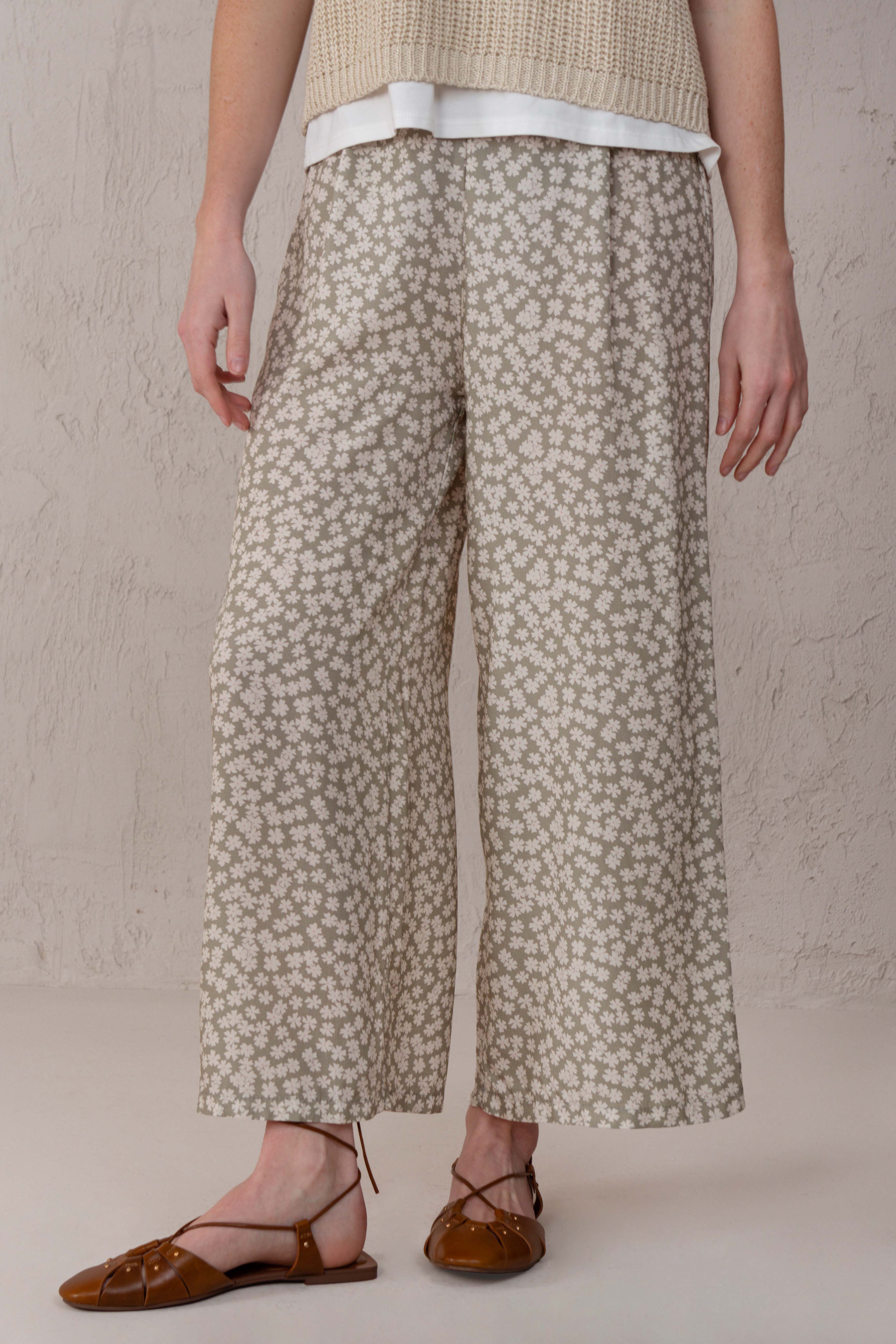 PANTALÓN ISABEL // FLORES MINI VERDE