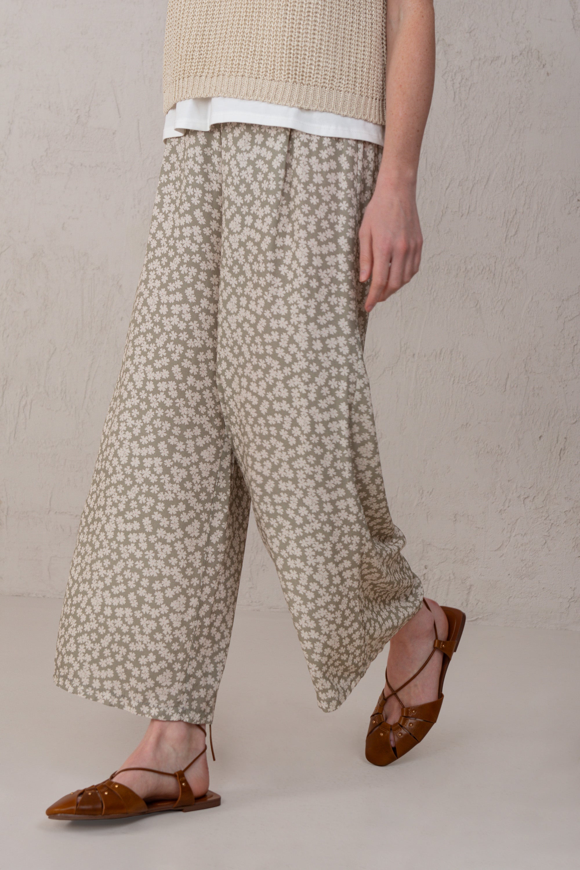 PANTALÓN ISABEL // FLORES MINI VERDE