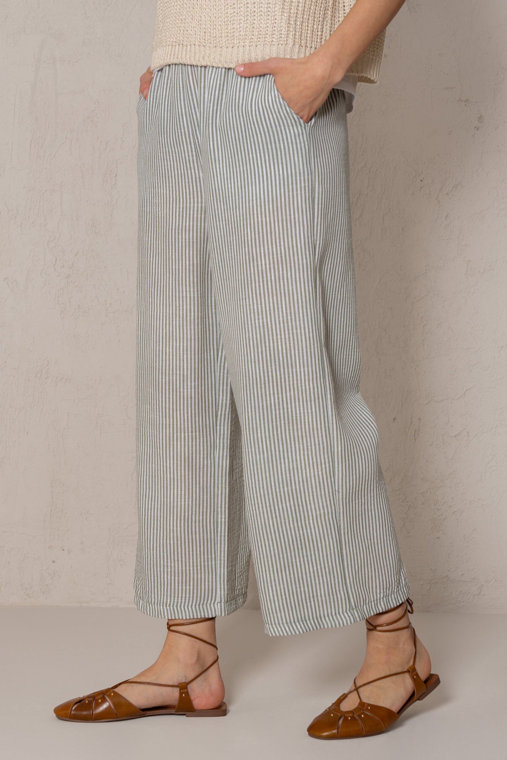 LIA TROUSERS // GREEN STRIPES