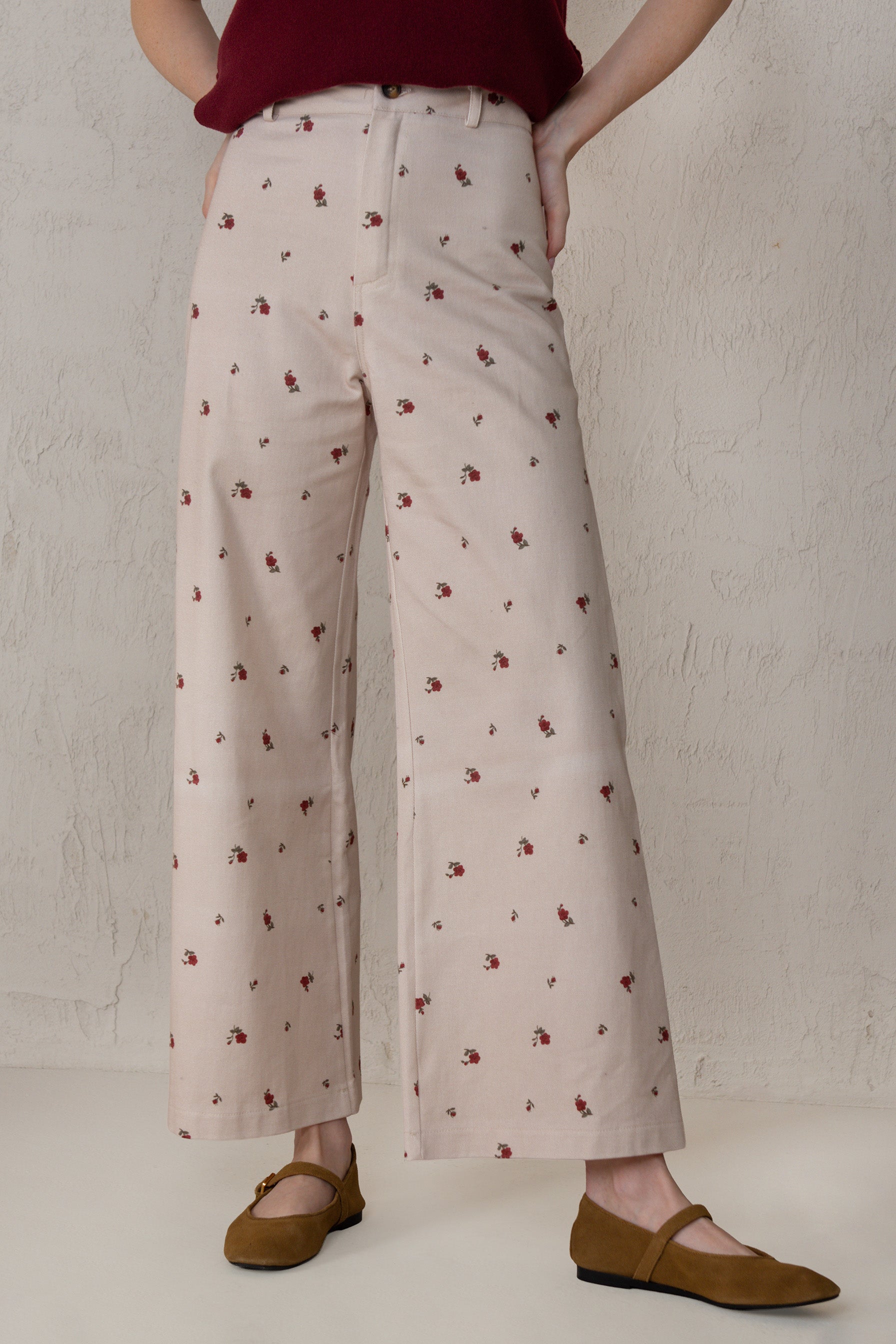 PANTALÓN PAULA // FLORES ROJO